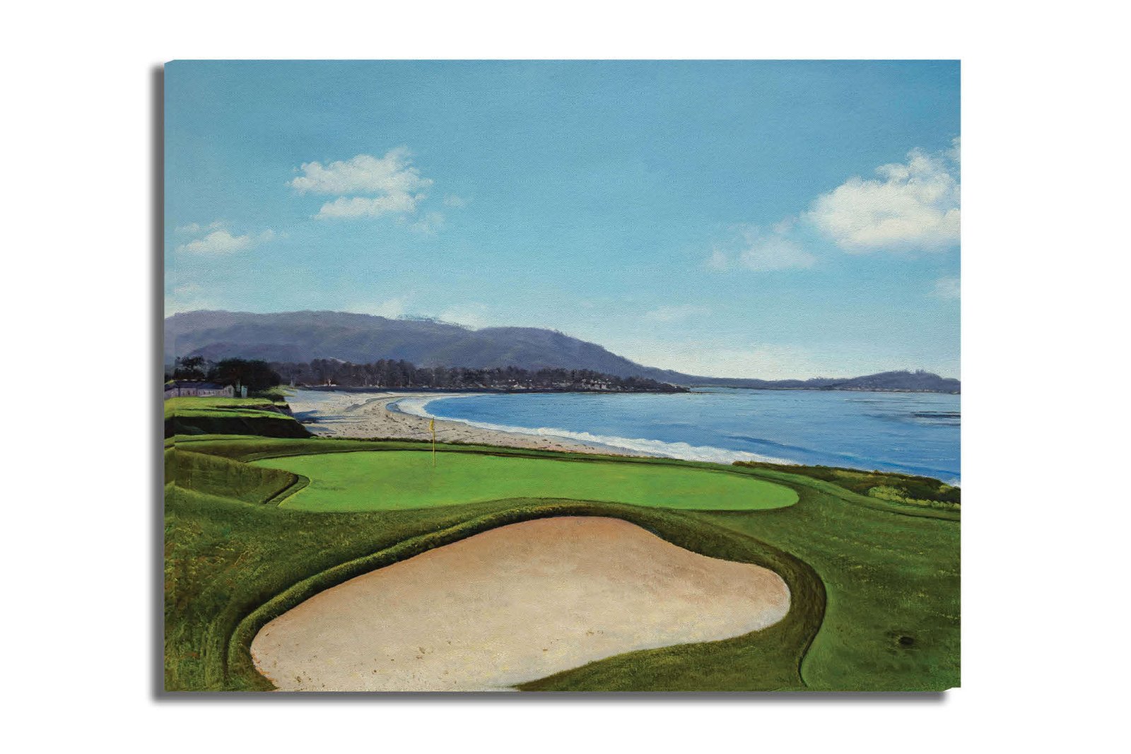 9th Hole 9 Golf Club Course Pebble Beach Golf Links ATT Pro Am PGA Tournament Oil Painting Wall Art Print PblBch9RiOil10 16