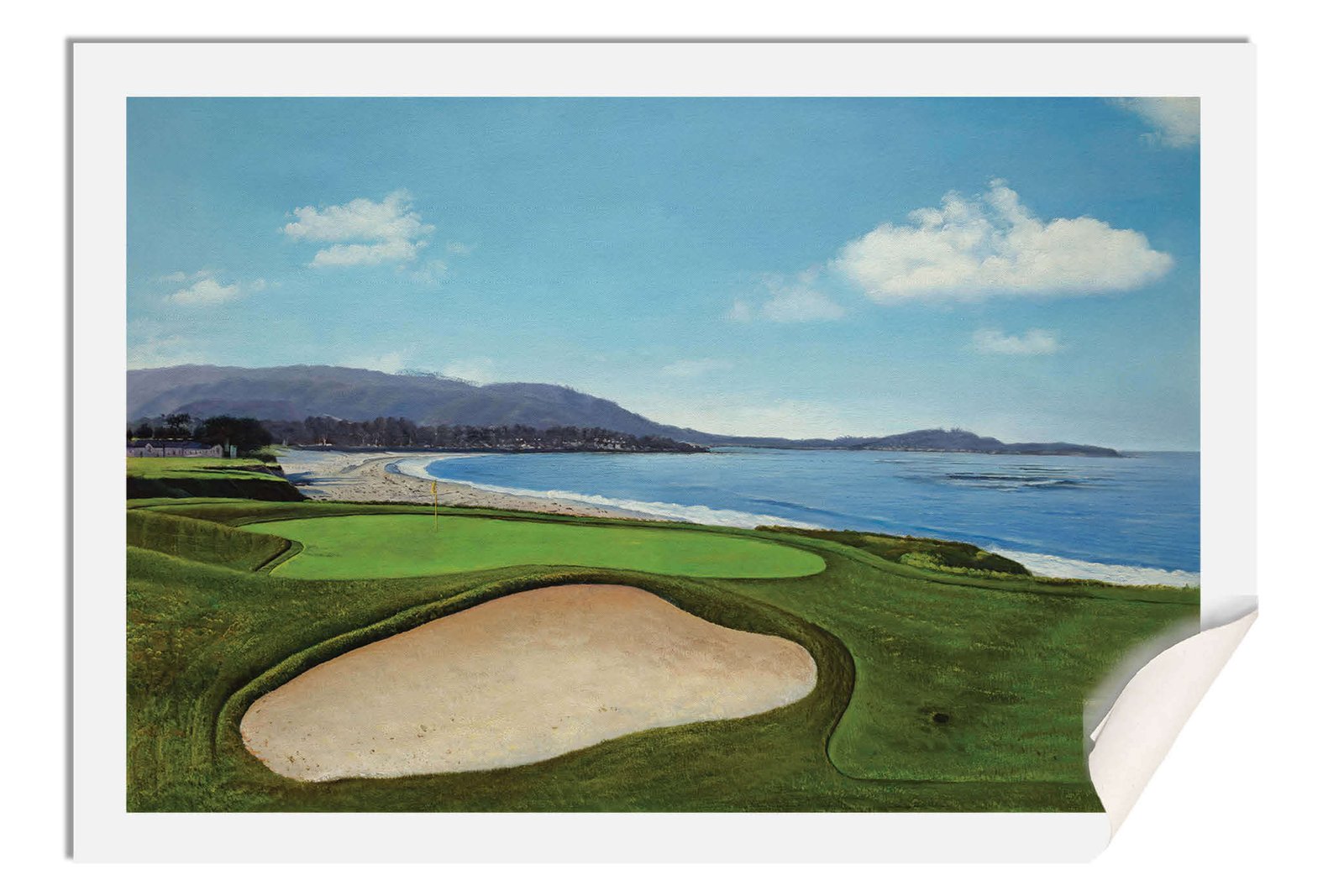 9th Hole 9 Golf Club Course Pebble Beach Golf Links ATT Pro Am PGA Tournament Oil Painting Wall Art Print PblBch9RiOil10 17