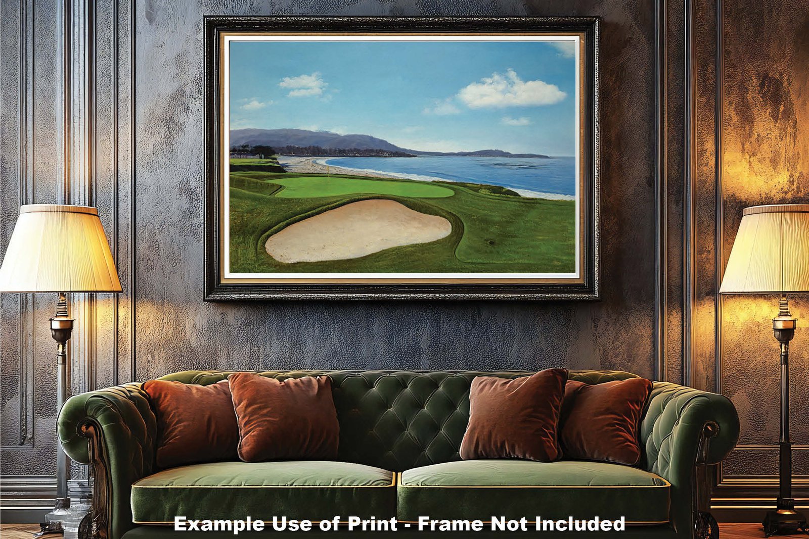 9th Hole 9 Golf Club Course Pebble Beach Golf Links ATT Pro Am PGA Tournament Oil Painting Wall Art Print PblBch9RiOil10 6