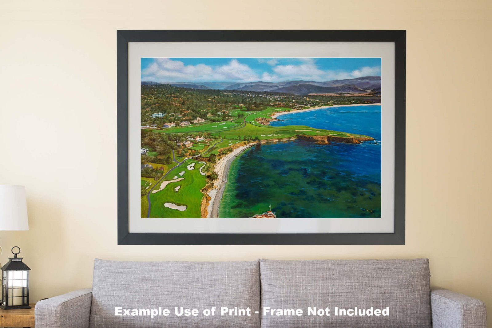 Aerial View Golf Club Course Pebble Beach Golf Links ATT Pro Am PGA Tournament Oil Painting Wall Art Print PblBchAirRiOil15 10