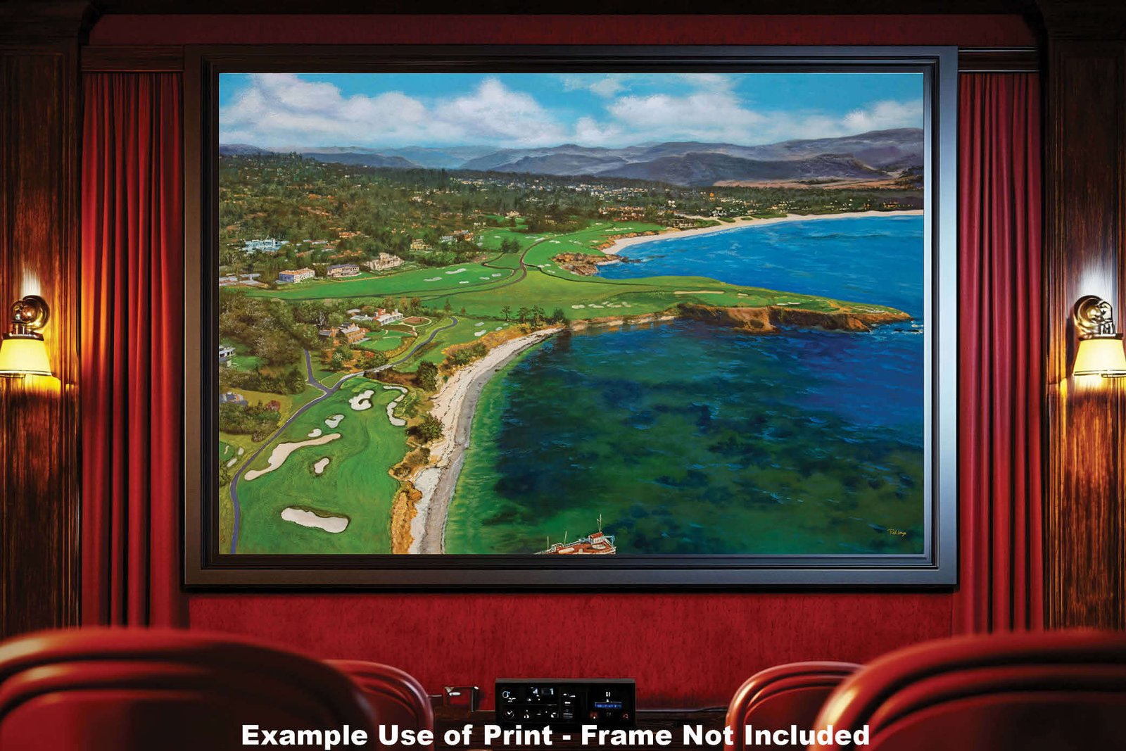 Aerial View Golf Club Course Pebble Beach Golf Links ATT Pro Am PGA Tournament Oil Painting Wall Art Print PblBchAirRiOil15 19