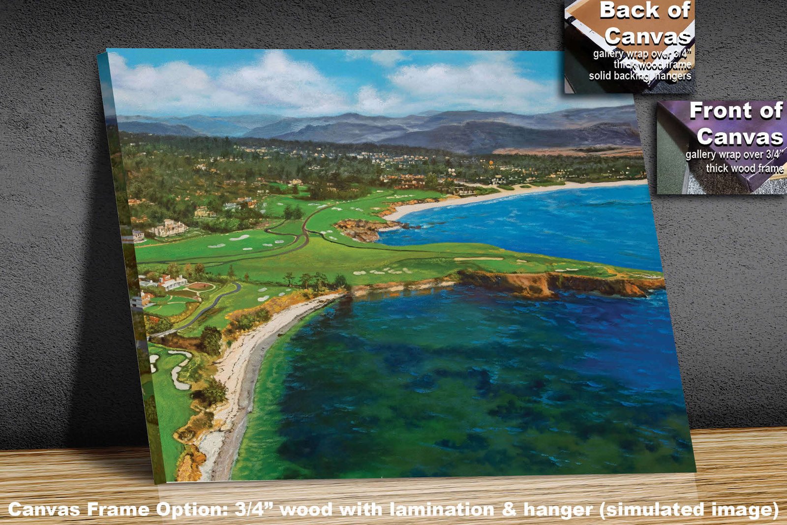 Aerial View Golf Club Course Pebble Beach Golf Links ATT Pro Am PGA Tournament Oil Painting Wall Art Print PblBchAirRiOil15 2
