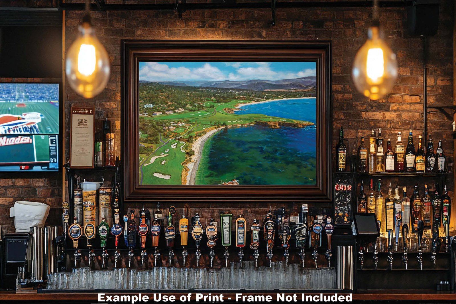 Aerial View Golf Club Course Pebble Beach Golf Links ATT Pro Am PGA Tournament Oil Painting Wall Art Print PblBchAirRiOil15 20