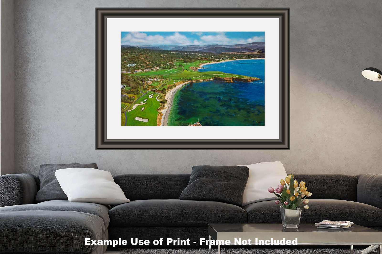 Aerial View Golf Club Course Pebble Beach Golf Links ATT Pro Am PGA Tournament Oil Painting Wall Art Print PblBchAirRiOil15 26