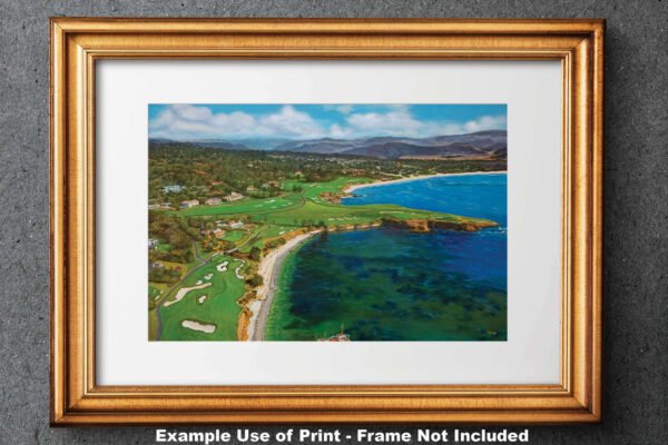 Aerial View Golf Club Course Pebble Beach Golf Links ATT Pro Am PGA Tournament Oil Painting Wall Art Print PblBchAirRiOil15 28