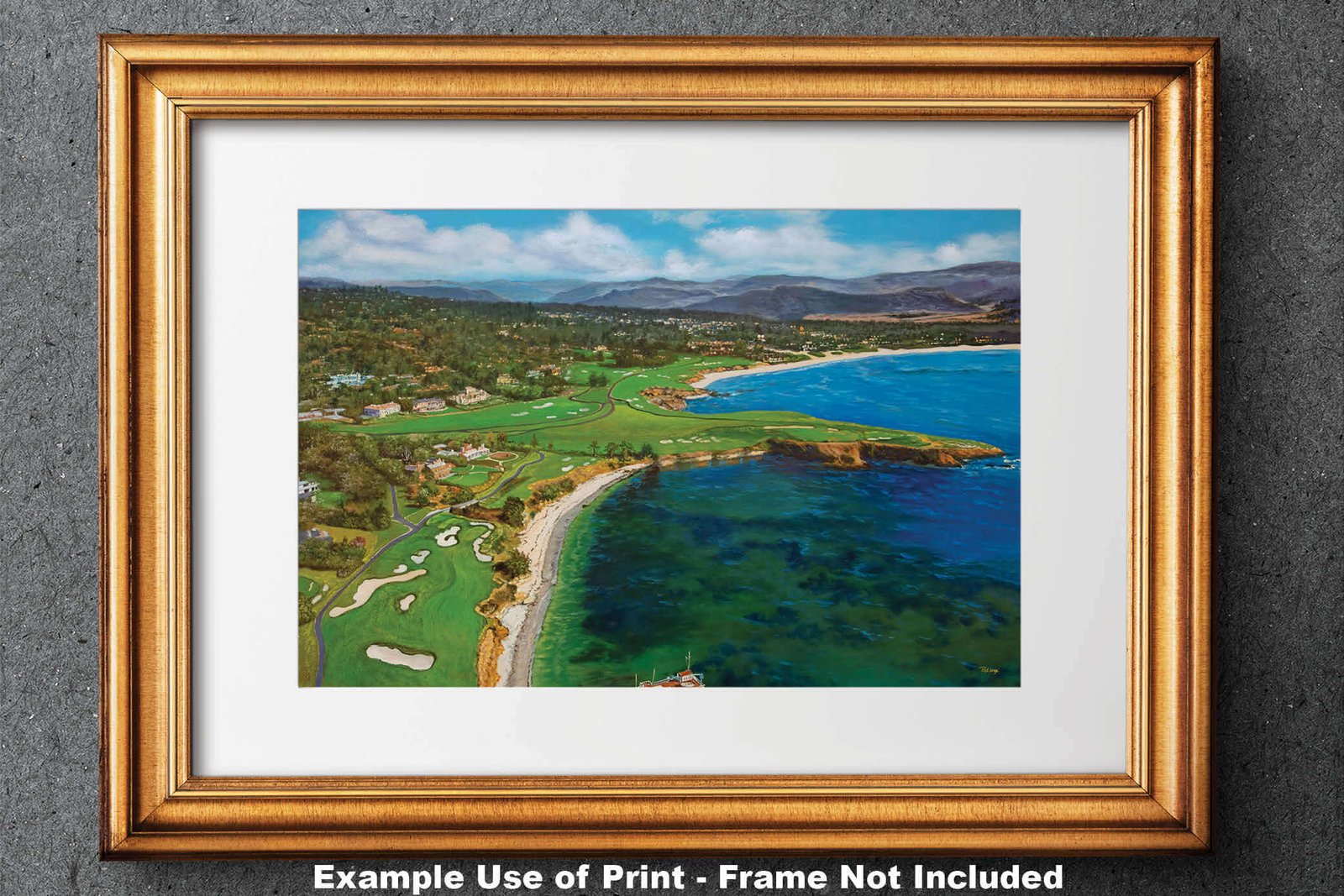 Aerial View Golf Club Course Pebble Beach Golf Links ATT Pro Am PGA Tournament Oil Painting Wall Art Print PblBchAirRiOil15 28