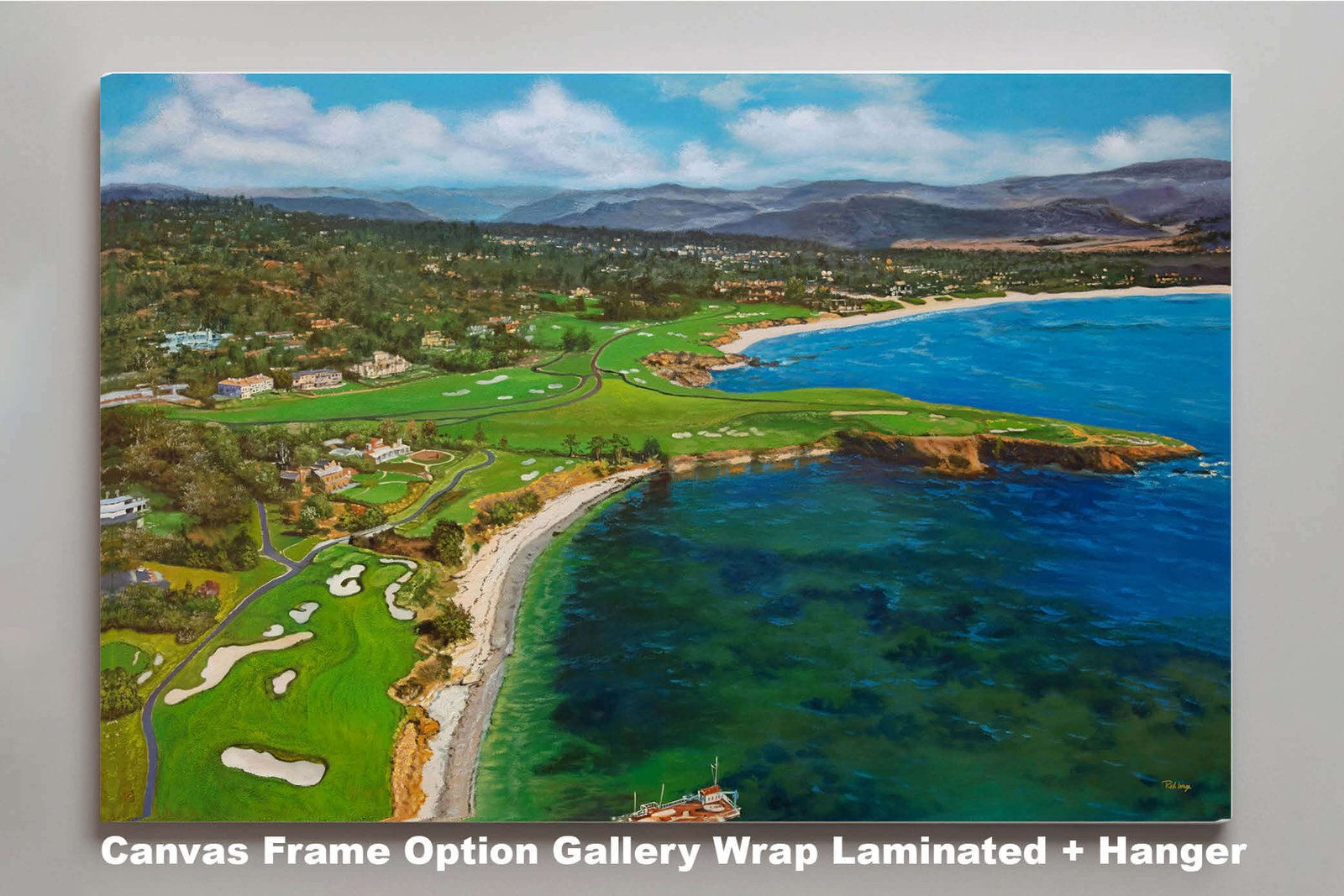 Aerial View Golf Club Course Pebble Beach Golf Links ATT Pro Am PGA Tournament Oil Painting Wall Art Print PblBchAirRiOil15 3