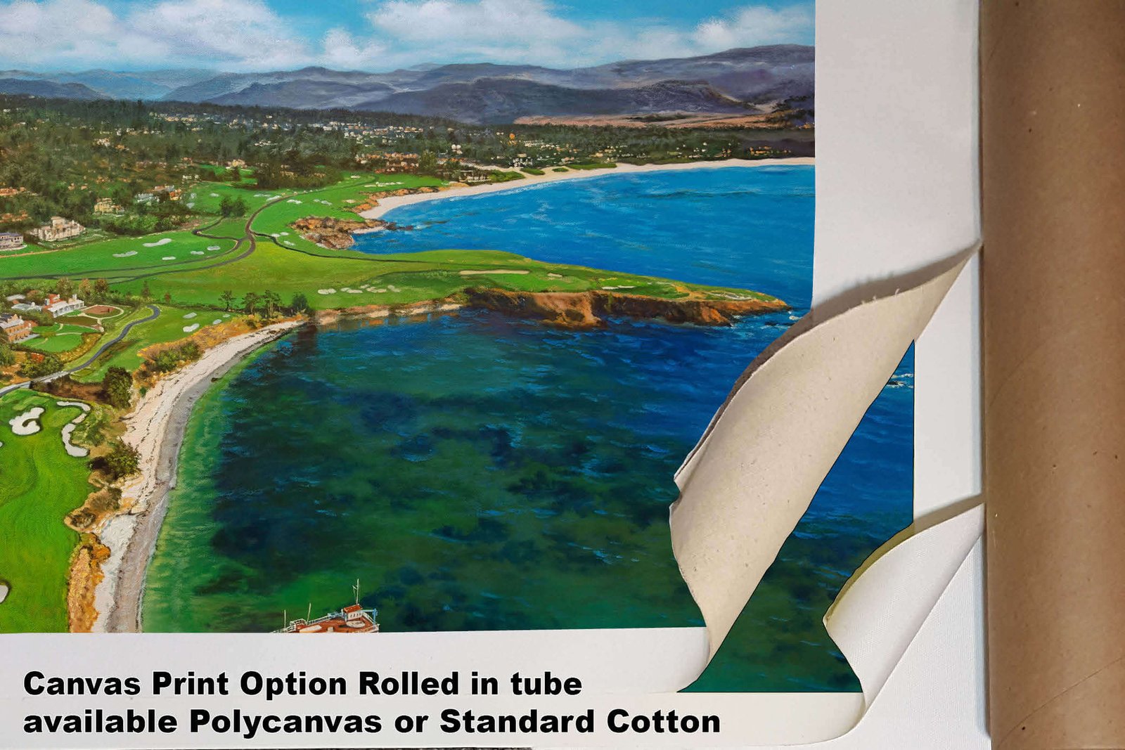 Aerial View Golf Club Course Pebble Beach Golf Links ATT Pro Am PGA Tournament Oil Painting Wall Art Print PblBchAirRiOil15 4