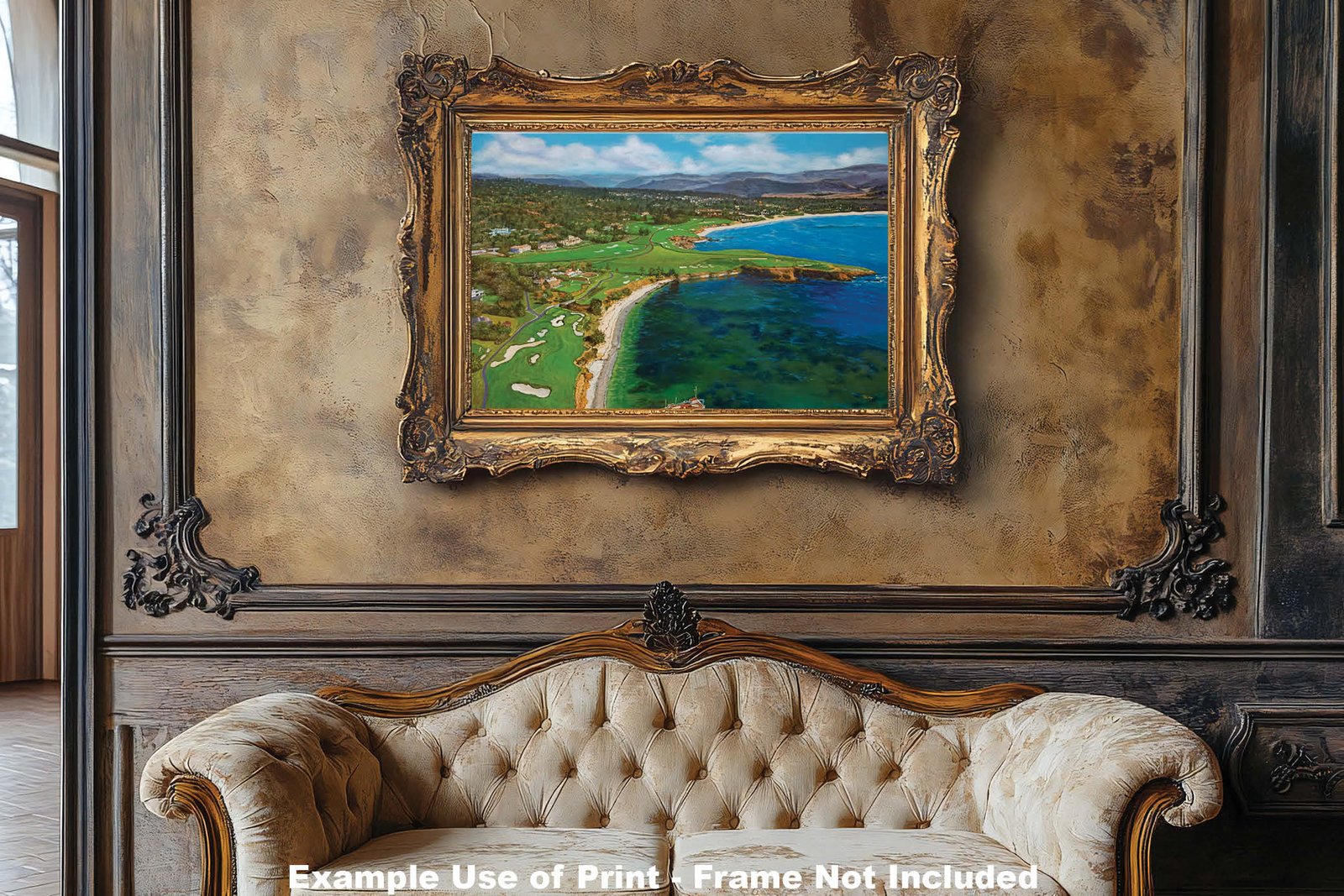Aerial View Golf Club Course Pebble Beach Golf Links ATT Pro Am PGA Tournament Oil Painting Wall Art Print PblBchAirRiOil15 7