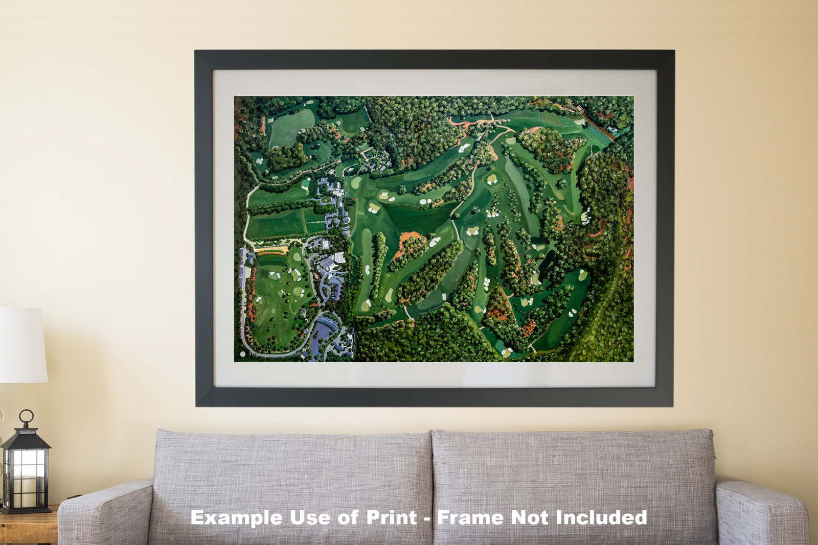 Augusta National Amen Corner White Dogwood Golden Bell Azalea Golf Course all 18 Holes artwork poster Aerial View painting print pic ANGCairRiOil1 RichimageArt.com 10