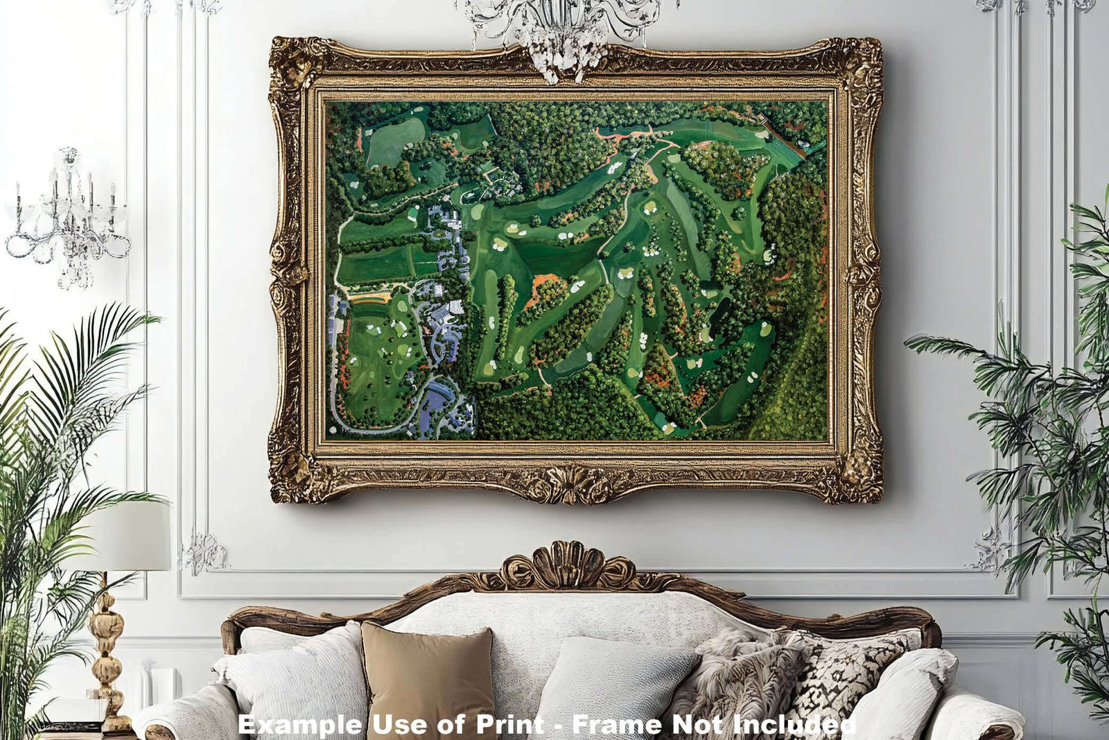 Augusta National Amen Corner White Dogwood Golden Bell Azalea Golf Course all 18 Holes artwork poster Aerial View painting print pic ANGCairRiOil1 RichimageArt.com 12