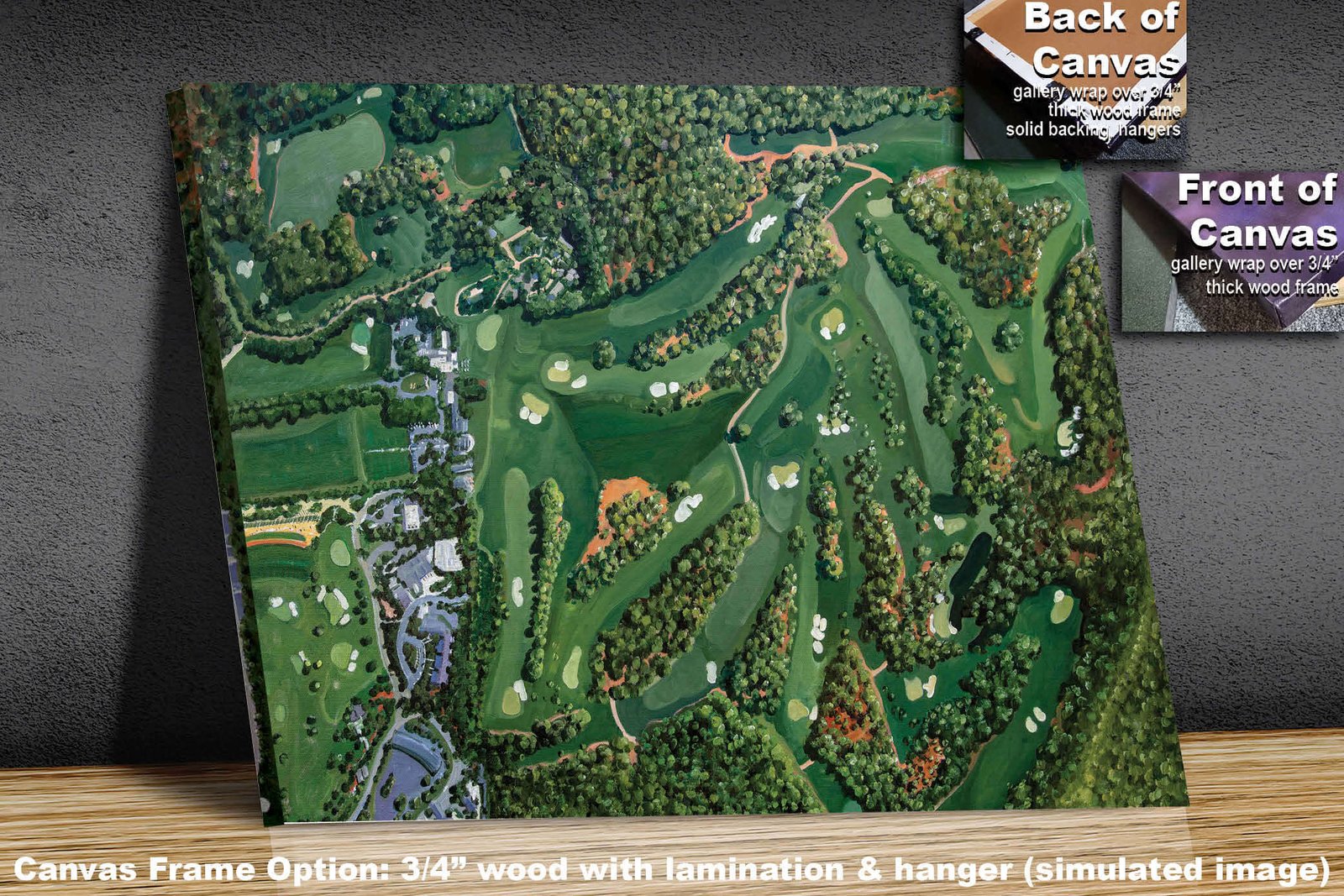 Augusta National Amen Corner White Dogwood Golden Bell Azalea Golf Course all 18 Holes artwork poster Aerial View painting print pic ANGCairRiOil1 RichimageArt.com 2