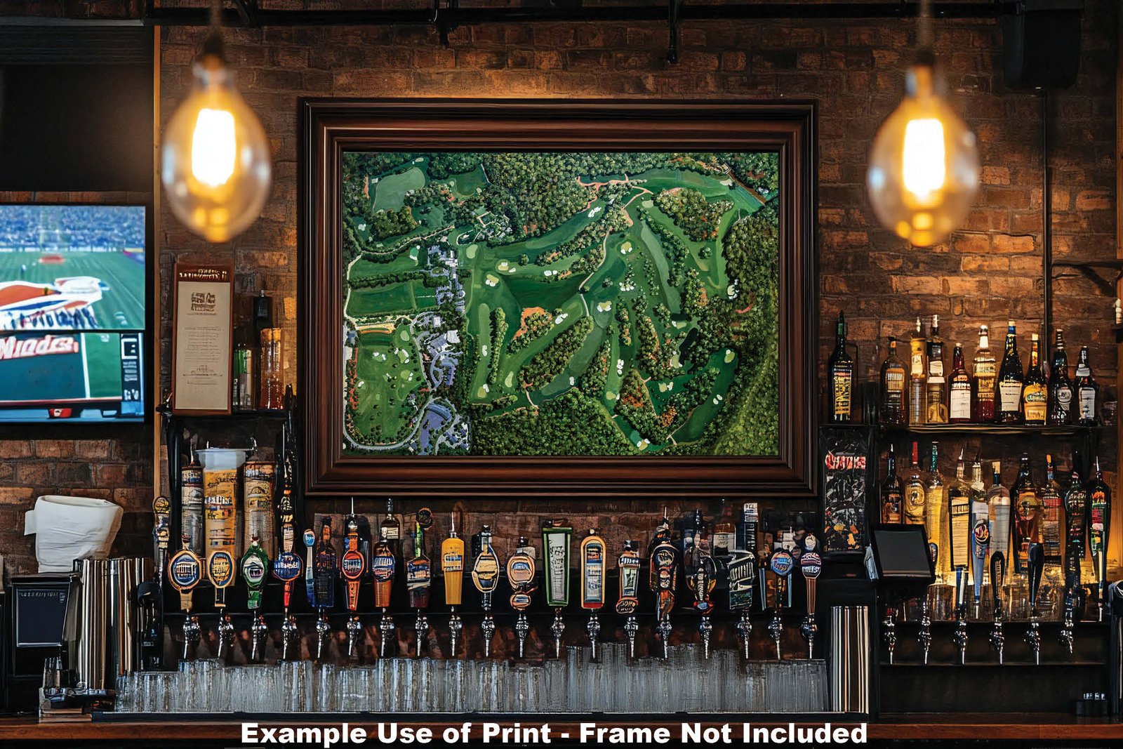 Augusta National Amen Corner White Dogwood Golden Bell Azalea Golf Course all 18 Holes artwork poster Aerial View painting print pic ANGCairRiOil1 RichimageArt.com 20