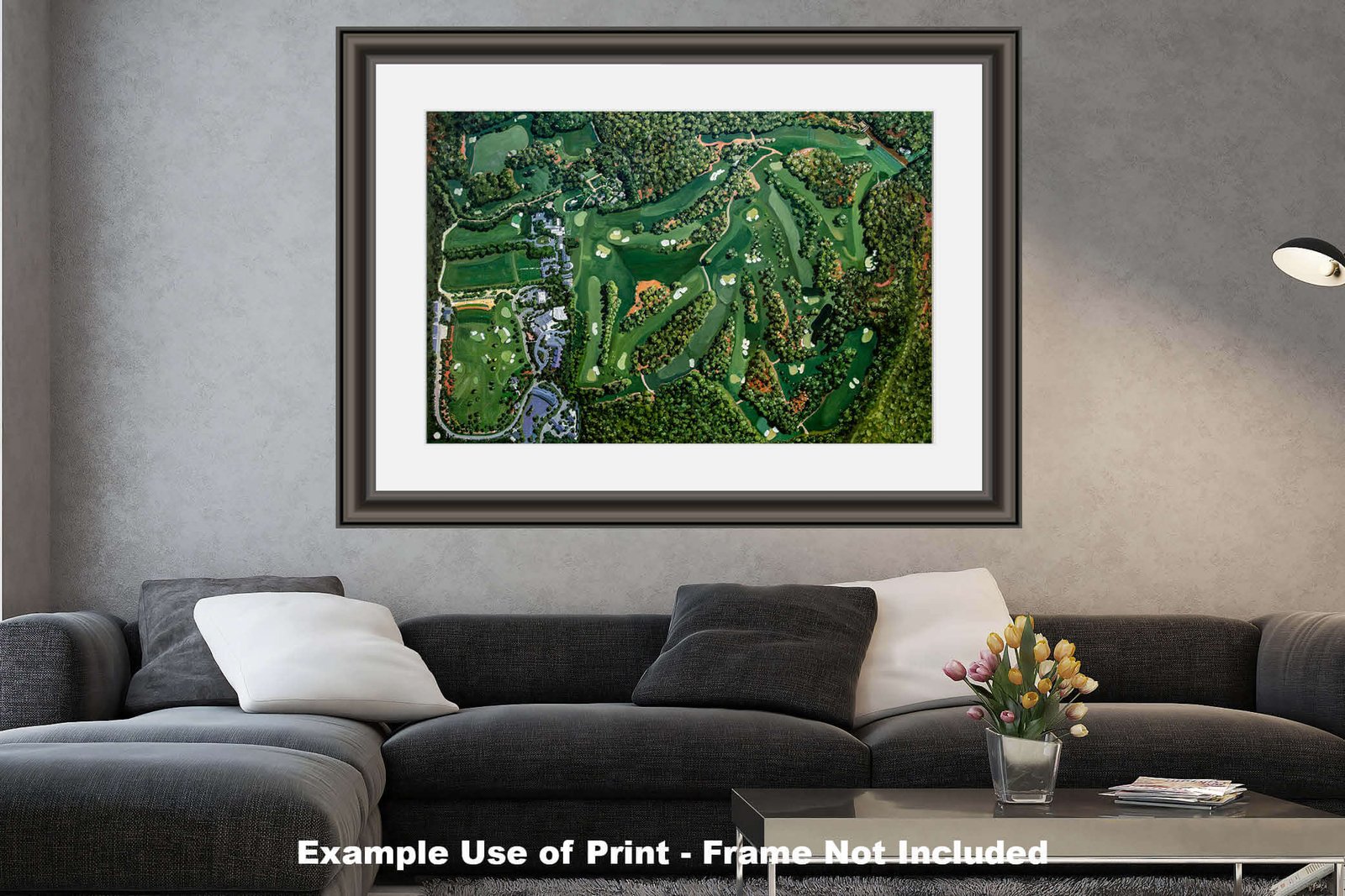 Augusta National Amen Corner White Dogwood Golden Bell Azalea Golf Course all 18 Holes artwork poster Aerial View painting print pic ANGCairRiOil1 RichimageArt.com 26