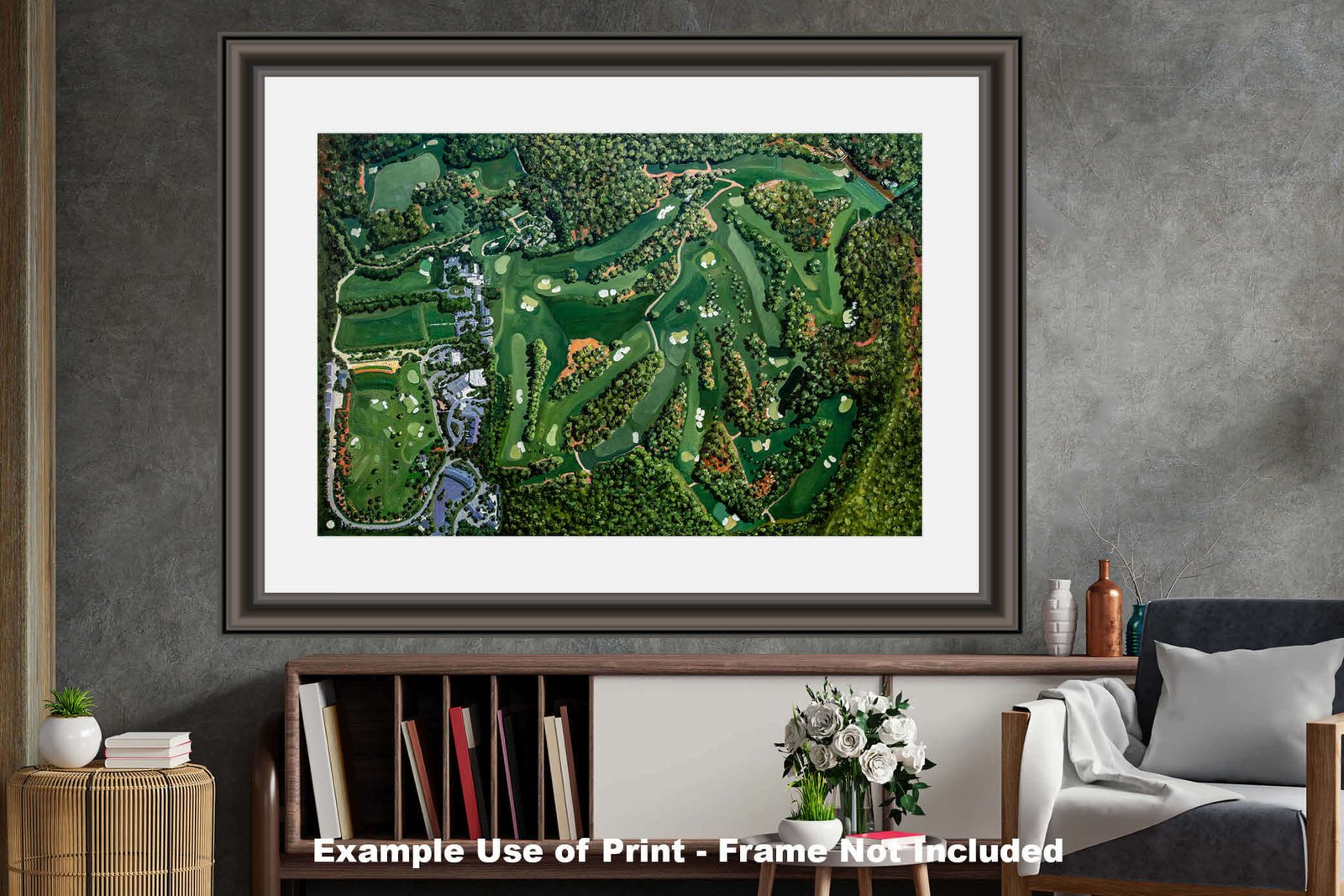 Augusta National Amen Corner White Dogwood Golden Bell Azalea Golf Course all 18 Holes artwork poster Aerial View painting print pic ANGCairRiOil1 RichimageArt.com 27