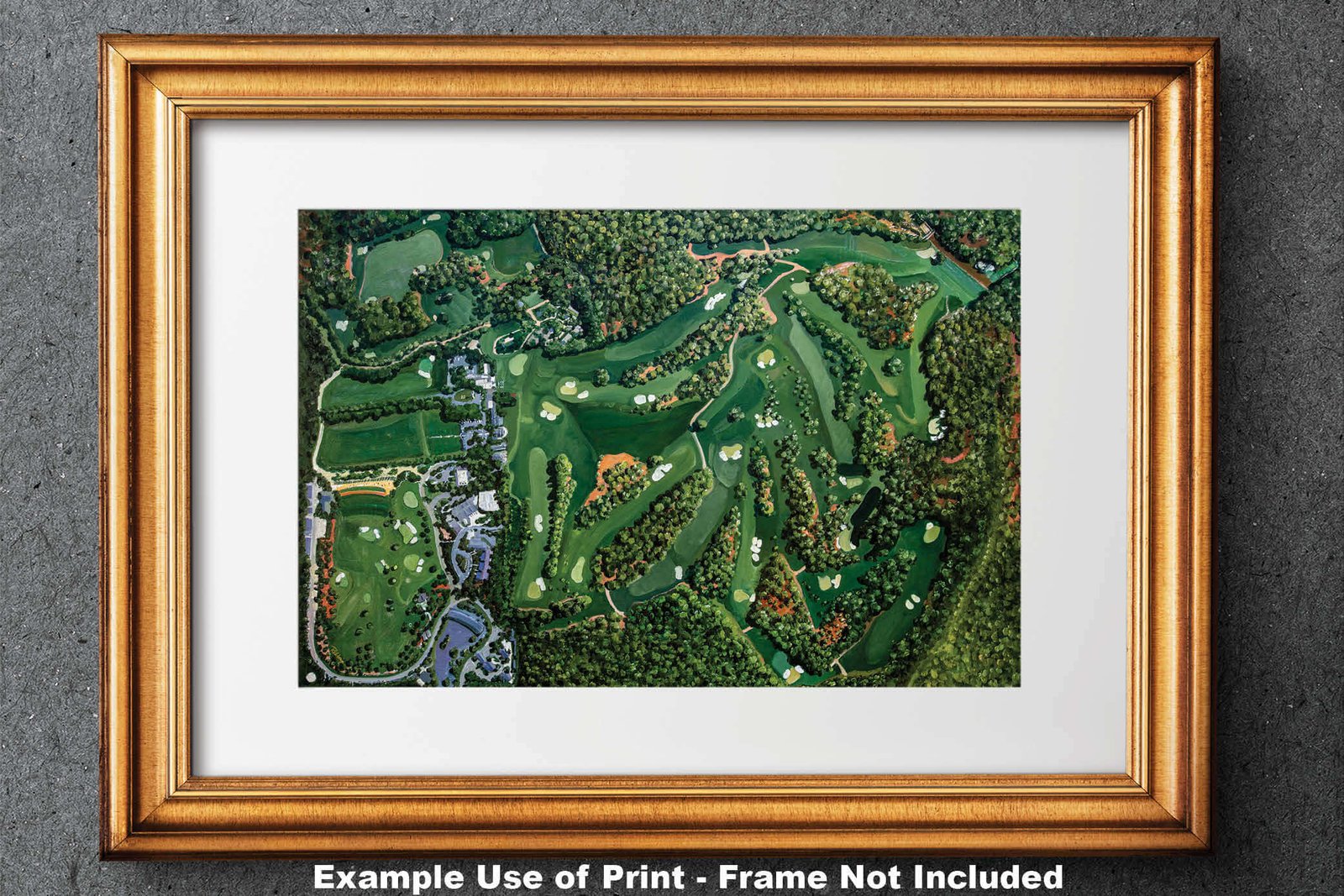 Augusta National Amen Corner White Dogwood Golden Bell Azalea Golf Course all 18 Holes artwork poster Aerial View painting print pic ANGCairRiOil1 RichimageArt.com 28