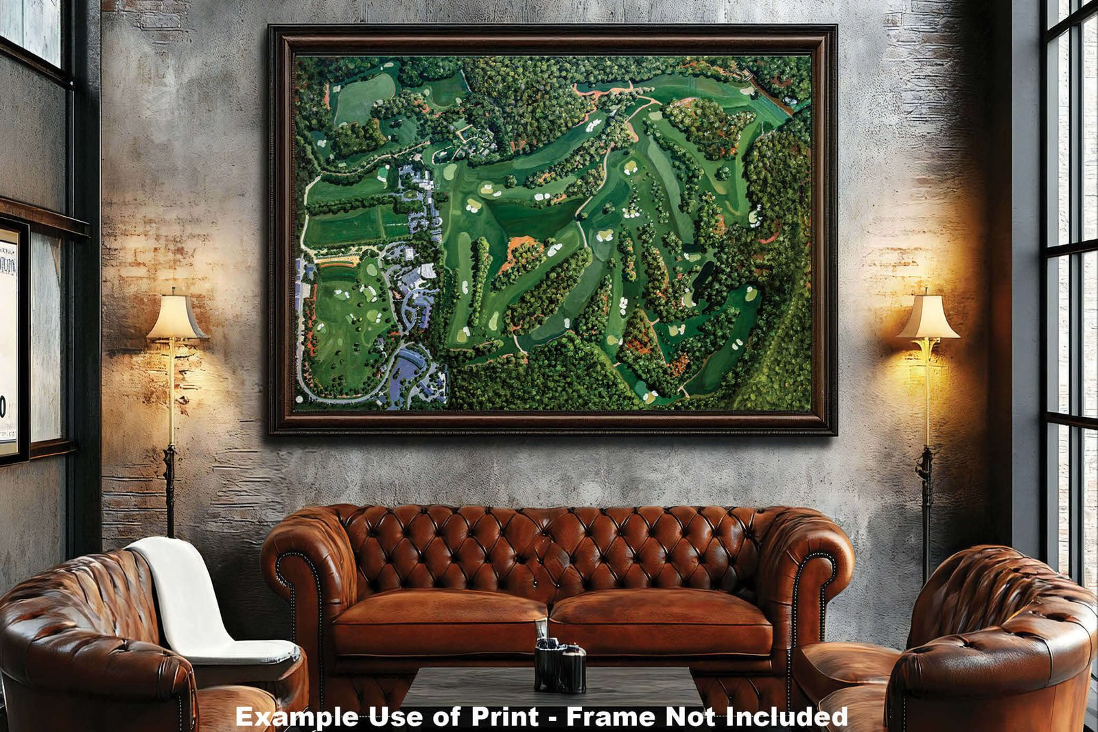 Augusta National Amen Corner White Dogwood Golden Bell Azalea Golf Course all 18 Holes artwork poster Aerial View painting print pic ANGCairRiOil1 RichimageArt.com 5