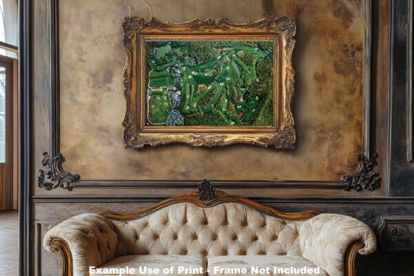 Augusta National Amen Corner White Dogwood Golden Bell Azalea Golf Course all 18 Holes artwork poster Aerial View painting print pic ANGCairRiOil1 RichimageArt.com 7