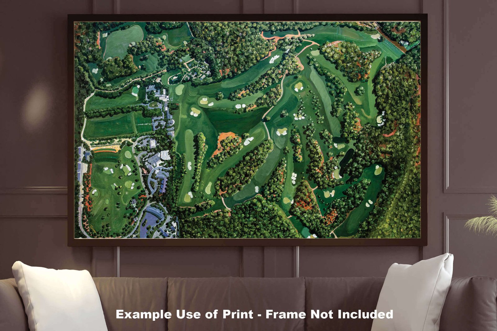 Augusta National Amen Corner White Dogwood Golden Bell Azalea Golf Course all 18 Holes artwork poster Aerial View painting print pic ANGCairRiOil1 RichimageArt.com 9