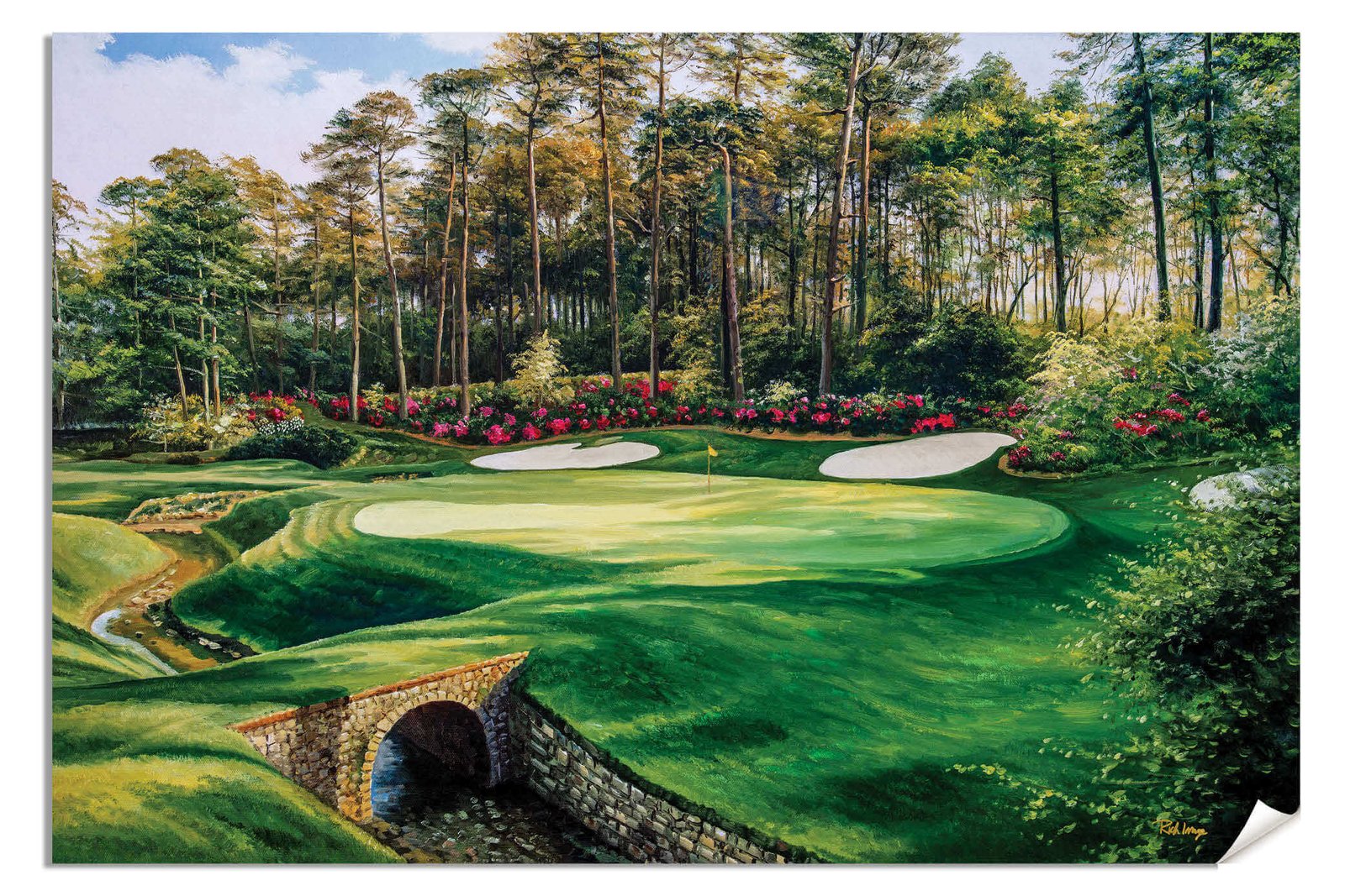 Augusta National Azalea poster Azalea Masters Amen Corner painting print pic artwork PGA Golf Club Course Hole 13 ANGC13RiOil01 RichimageArt.com