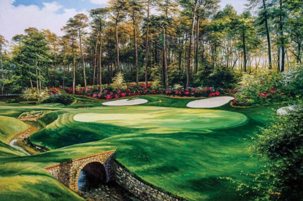 Augusta National Azalea poster Azalea Masters Amen Corner painting print pic artwork PGA Golf Club Course Hole 13 ANGC13RiOil01 RichimageArt.com 1