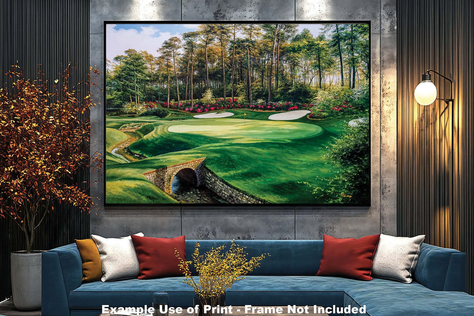 Augusta National Azalea poster Azalea Masters Amen Corner painting print pic artwork PGA Golf Club Course Hole 13 ANGC13RiOil01 RichimageArt.com 11