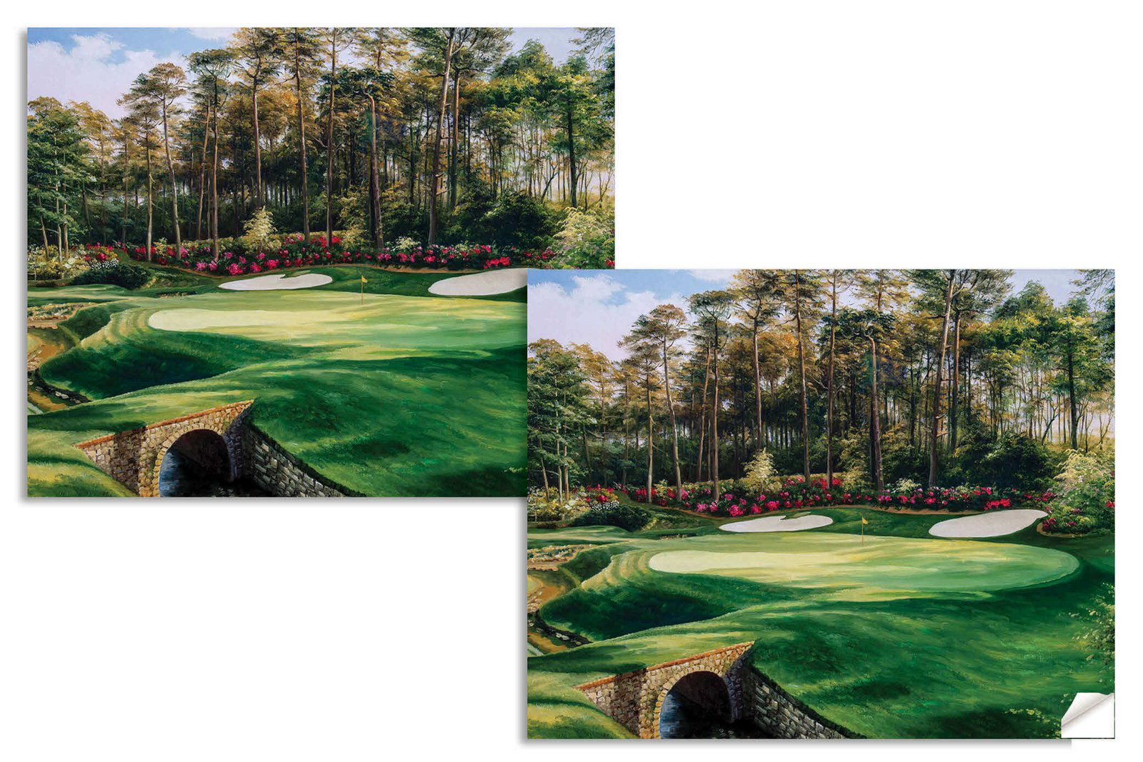 Augusta National Azalea poster Azalea Masters Amen Corner painting print pic artwork PGA Golf Club Course Hole 13 ANGC13RiOil01 RichimageArt.com 14