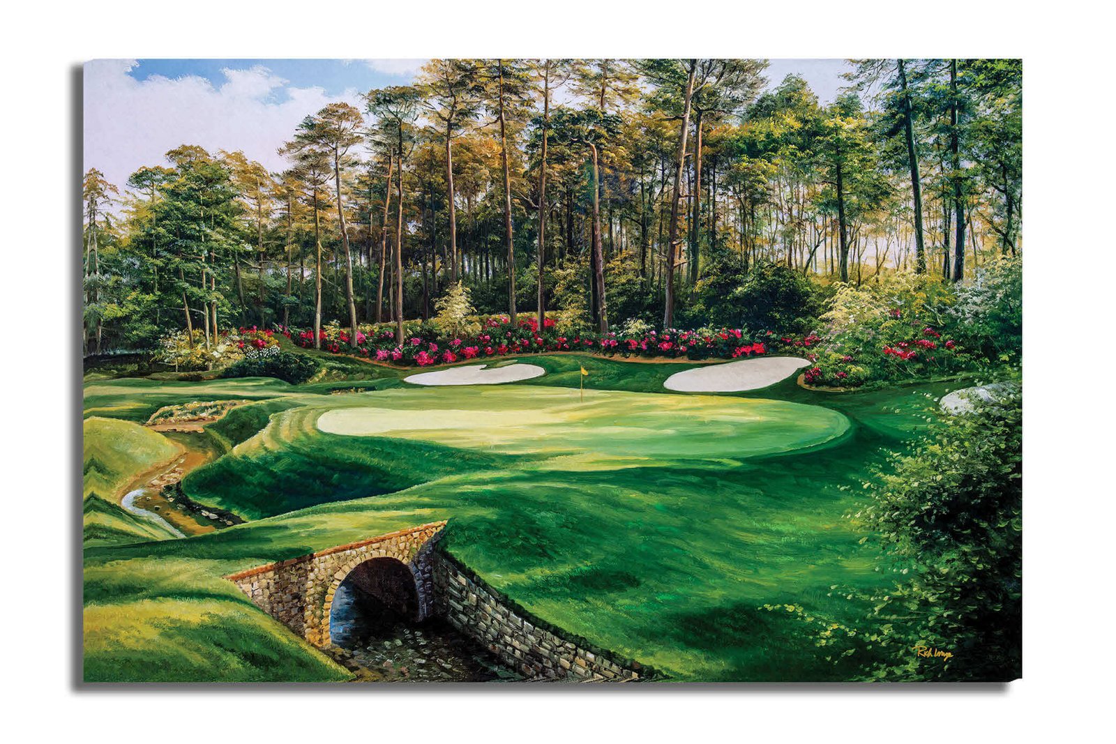 Augusta National Azalea poster Azalea Masters Amen Corner painting print pic artwork PGA Golf Club Course Hole 13 ANGC13RiOil01 RichimageArt.com 15