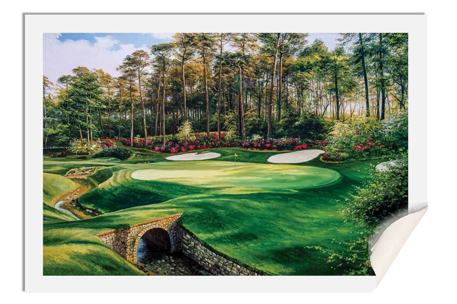 Augusta National Azalea poster Azalea Masters Amen Corner painting print pic artwork PGA Golf Club Course Hole 13 ANGC13RiOil01 RichimageArt.com 17