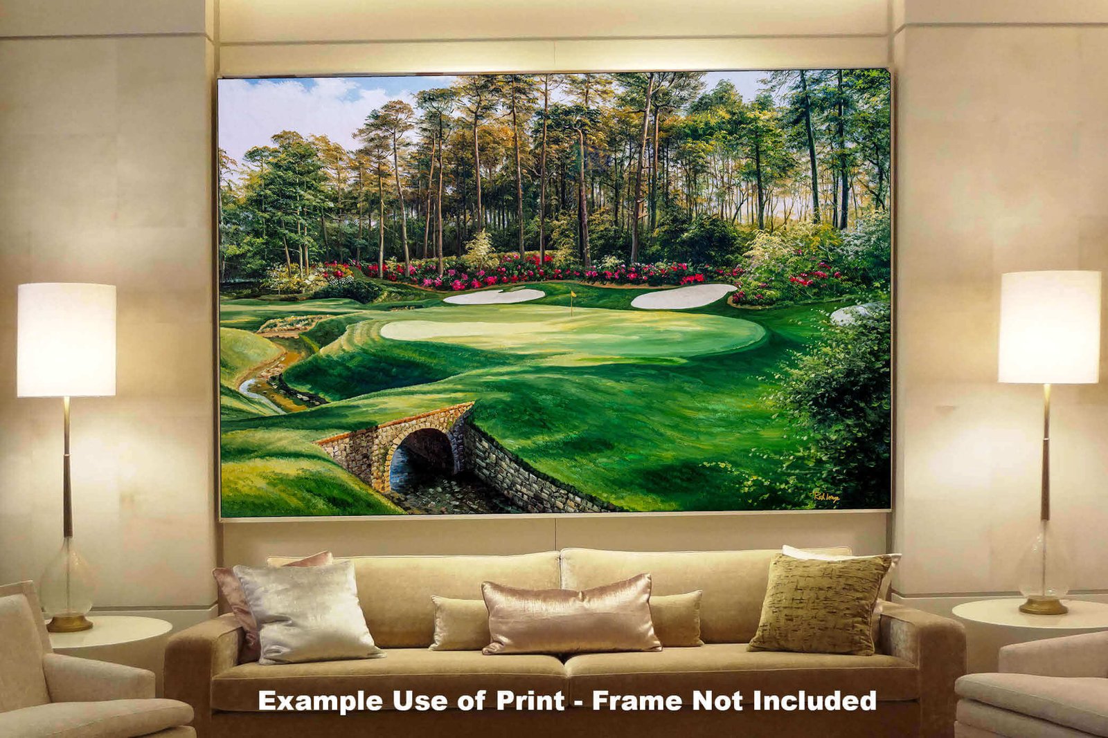 Augusta National Azalea poster Azalea Masters Amen Corner painting print pic artwork PGA Golf Club Course Hole 13 ANGC13RiOil01 RichimageArt.com 8