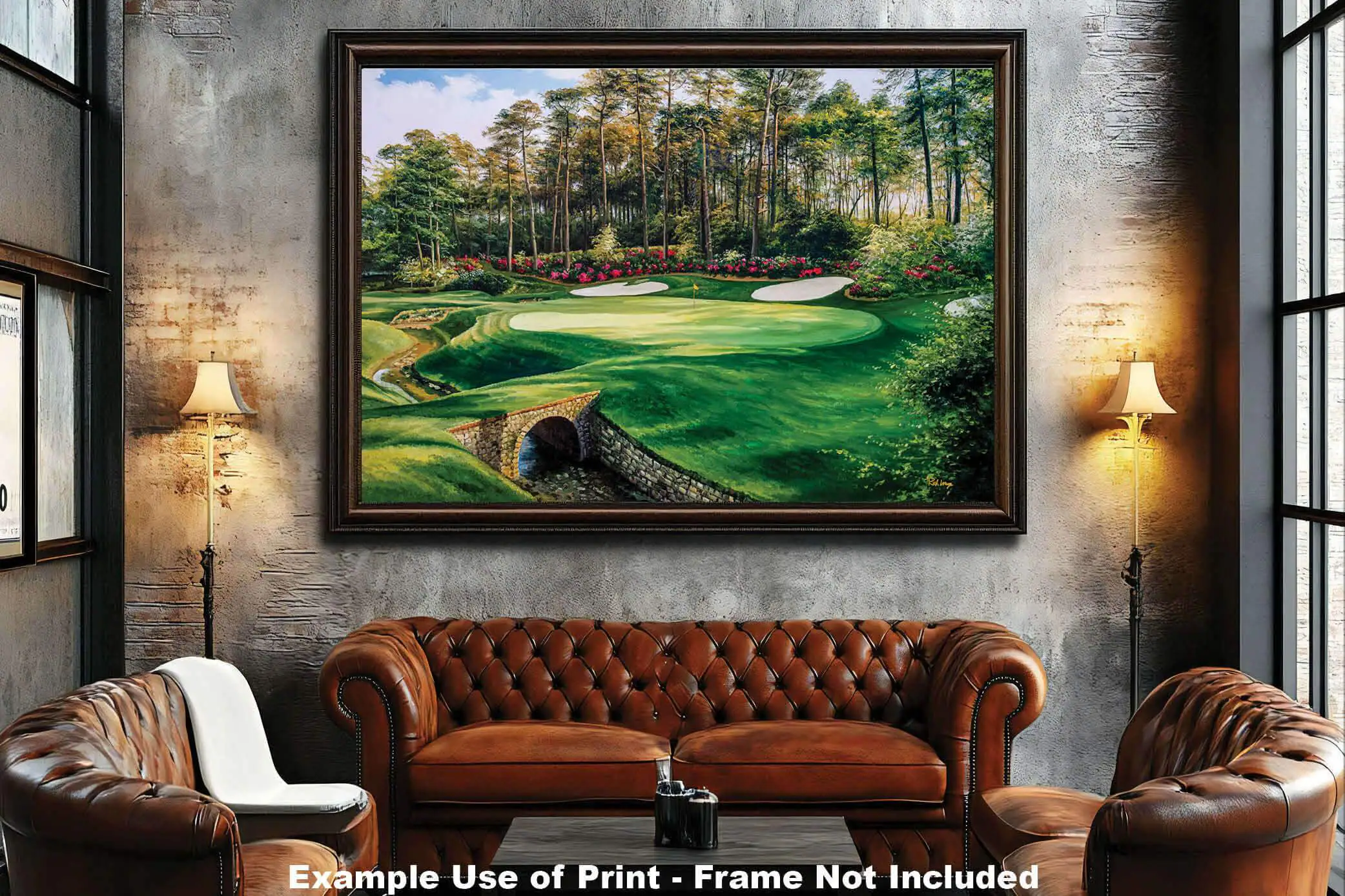 Augusta National Azalea poster Azalea Masters Amen Corner painting print pic artwork PGA Golf Club Course Hole 13 ANGC13RiOil01 RichimageArt.com 9 1