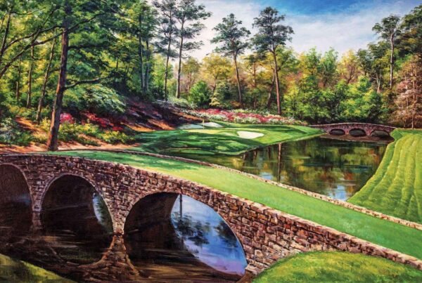 Augusta National Golden Bell poster Golden Bell Masters painting print pic artwork PGA Golf Club Course Hole 12 ANGC12RiOil01 RichimageArt.com 1