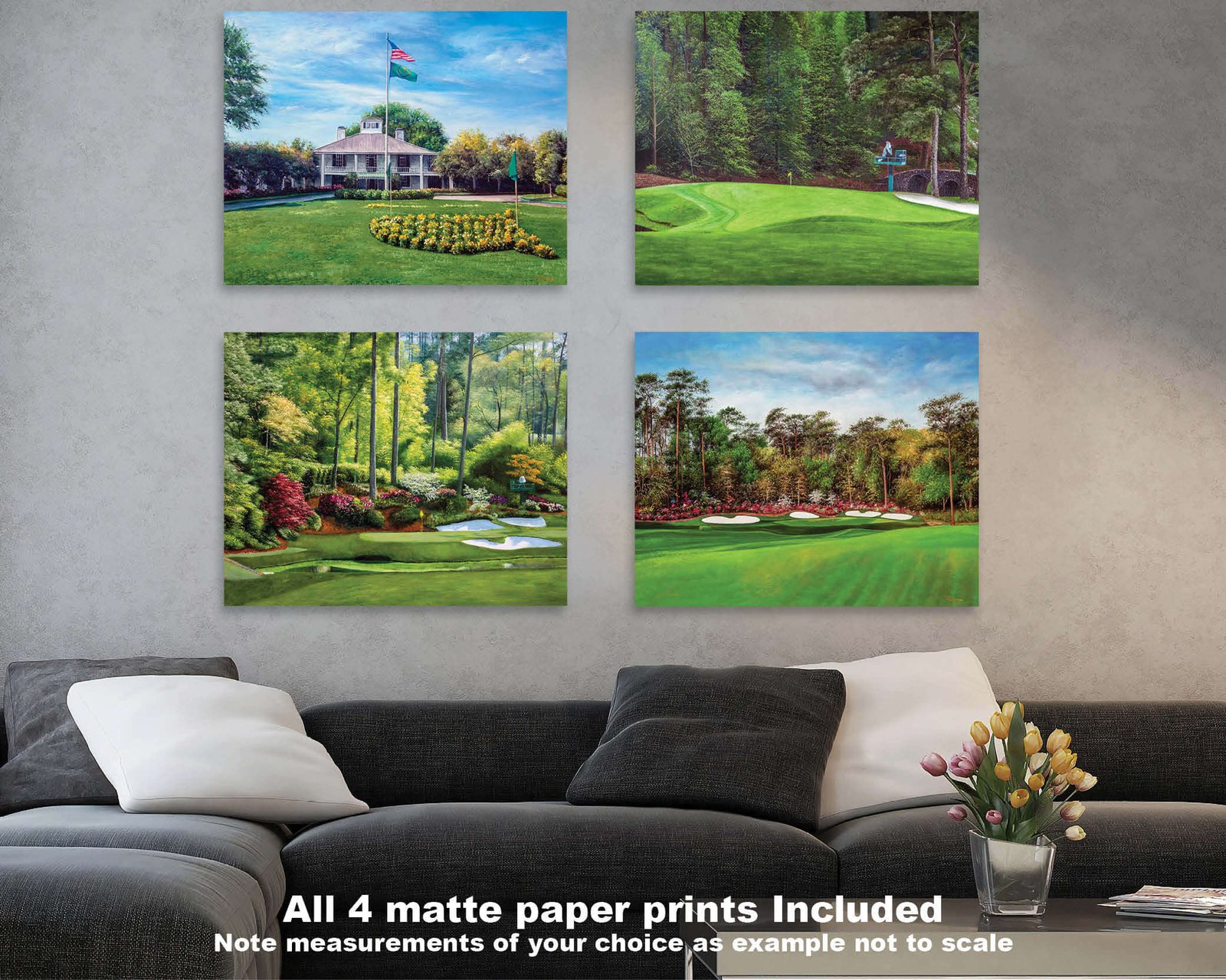 Augusta National Golf Club Amen Corner the Masters of Augusta wall decor Golden Bell Hole 12 wall art Clubhouse Club House art on wall canvas prints 3ANGC4 16