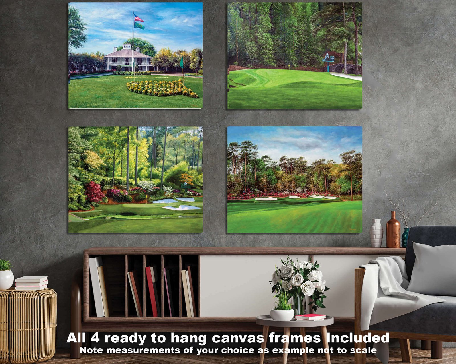 Augusta National Golf Club Amen Corner the Masters of Augusta wall decor Golden Bell Hole 12 wall art Clubhouse Club House art on wall canvas prints 3ANGC4 3