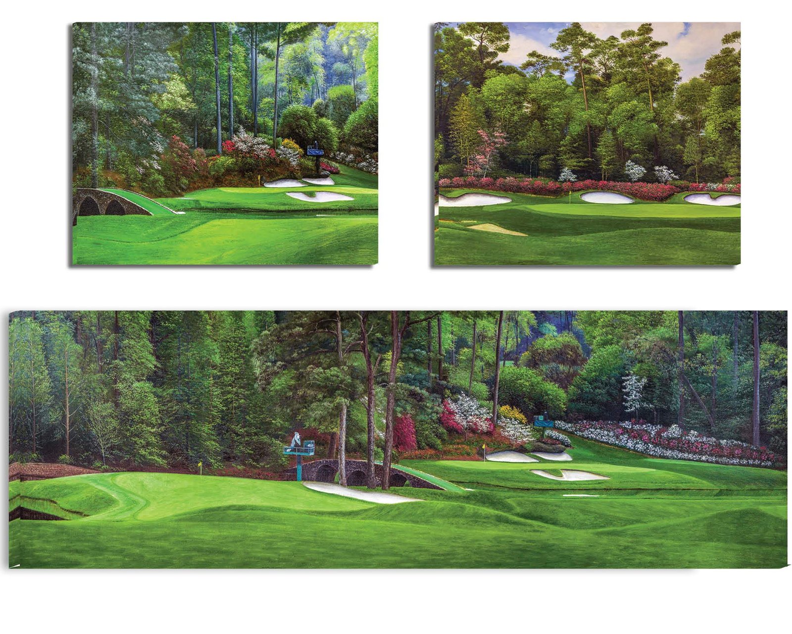 Augusta National Golf Club Azalea Hole 13 Masters poster artwork painting print Amen Corner Golden Bell Hole 12 Golf Pan2 2ANGC1pan5x4s