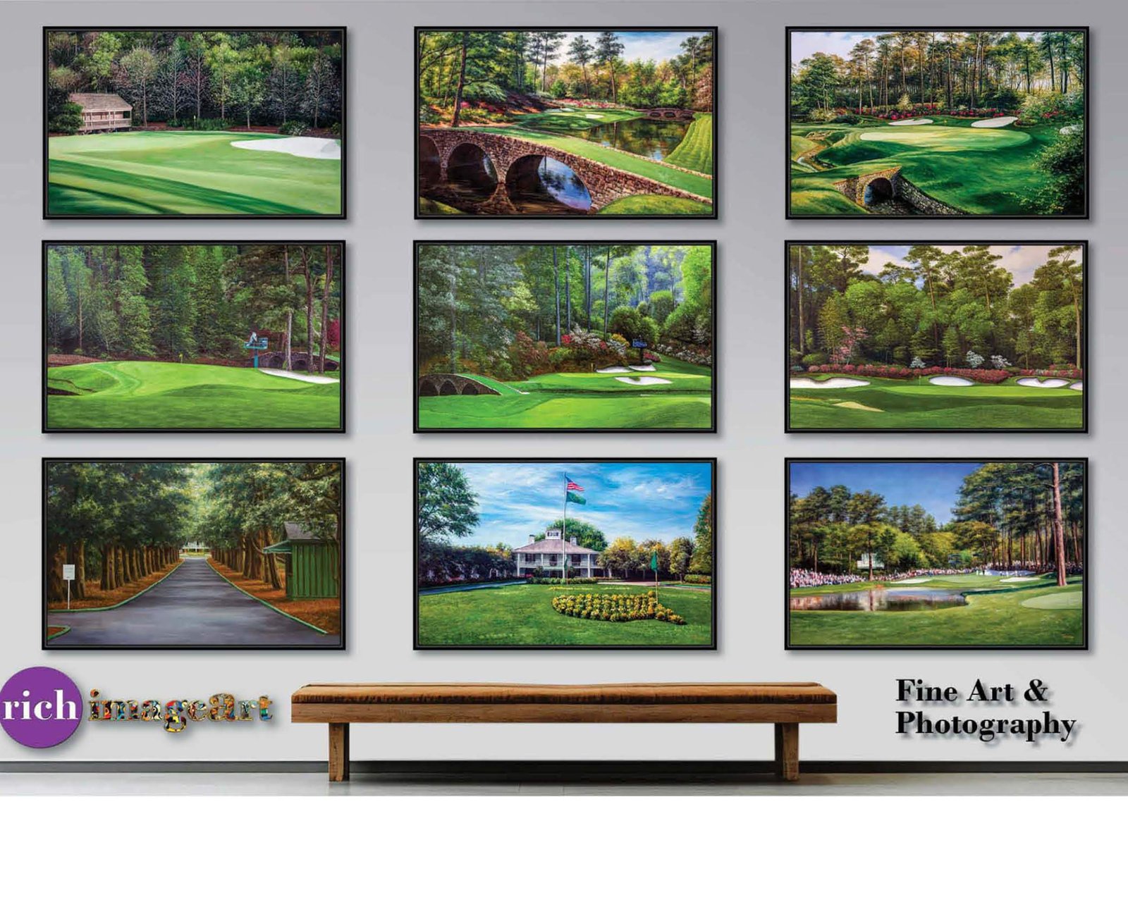 Augusta National Golf Club Azalea Hole 13 Masters poster artwork painting print Amen Corner Golden Bell Hole 12 Golf Pan2 2ANGC1pan5x4s 17
