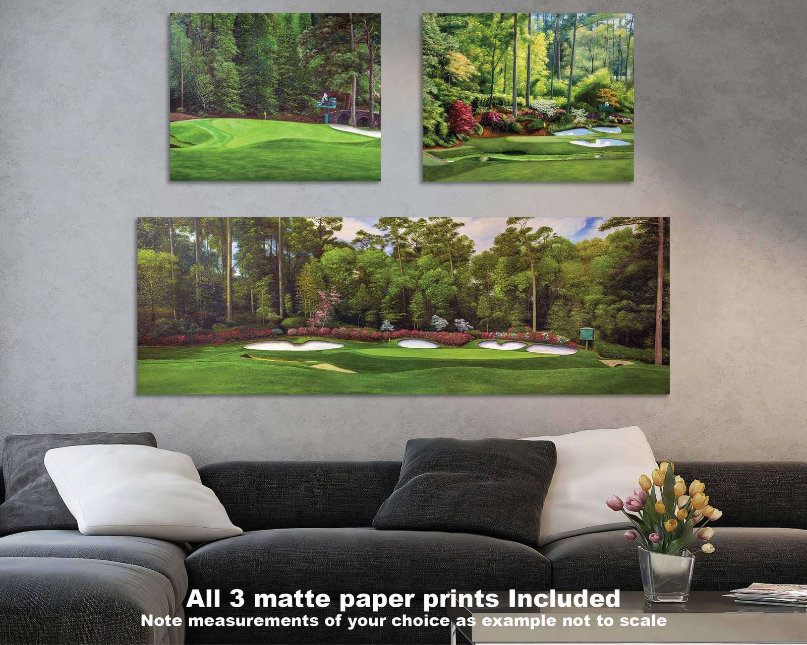 Augusta National Golf Club Azalea Hole 13 painting print Golf Pan10 pic Golden Bell Hole 12 White Dogwood Hole 11 poster artwork 10ANGC1pan5x4s 14