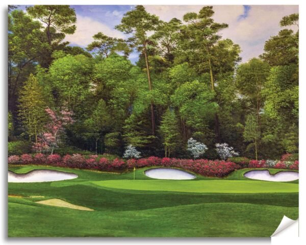 Augusta National Golf Club Azalea Hole 13 poster Azalea Hole 13 Amen Corner painting print artwork Golden Bell Hole 12 pic Golf Pan7 Amen Corner 7ANGC1pan5x4s 13