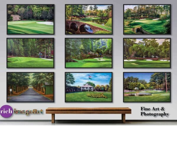 Augusta National Golf Club Azalea Hole 13 poster Azalea Hole 13 Amen Corner painting print artwork Golden Bell Hole 12 pic Golf Pan7 Amen Corner 7ANGC1pan5x4s 17