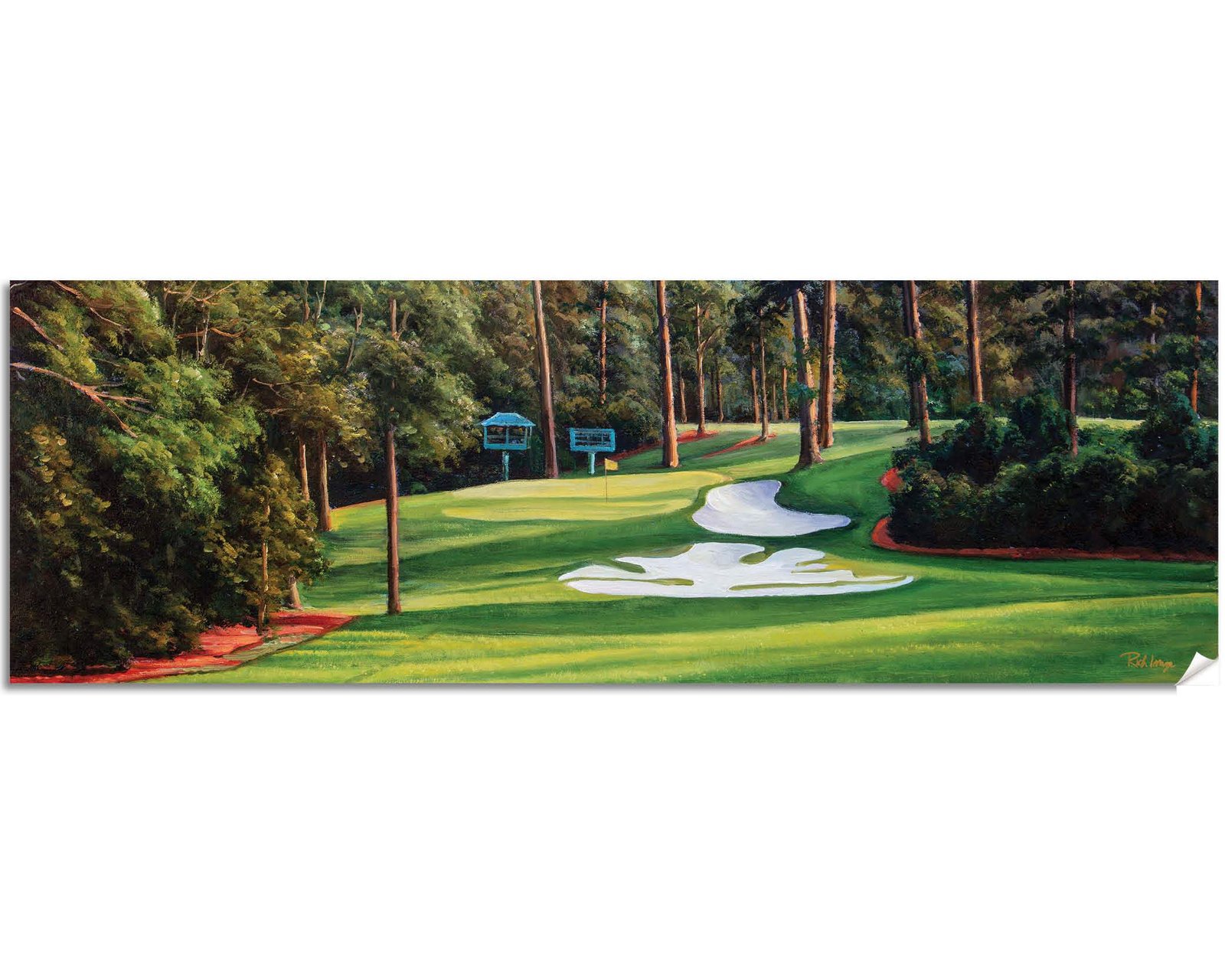 Augusta National Golf Club Camellia Hole 10 Founders Circle poster artwork Founders Circle pic Magnolia Lane painting print 5ANGC1pan5x4s 11