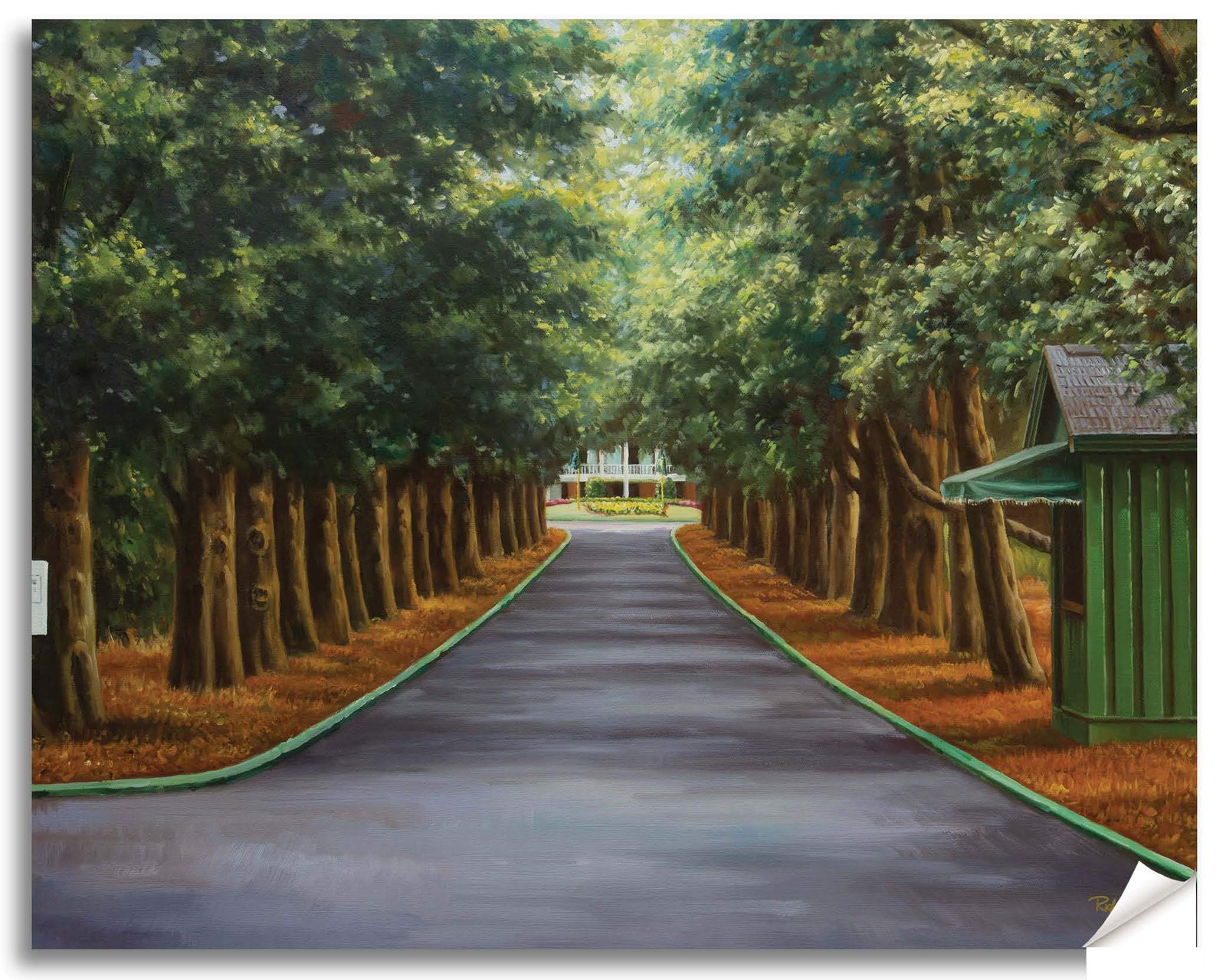 Augusta National Golf Club Camellia Hole 10 Founders Circle poster artwork Founders Circle pic Magnolia Lane painting print 5ANGC1pan5x4s 13