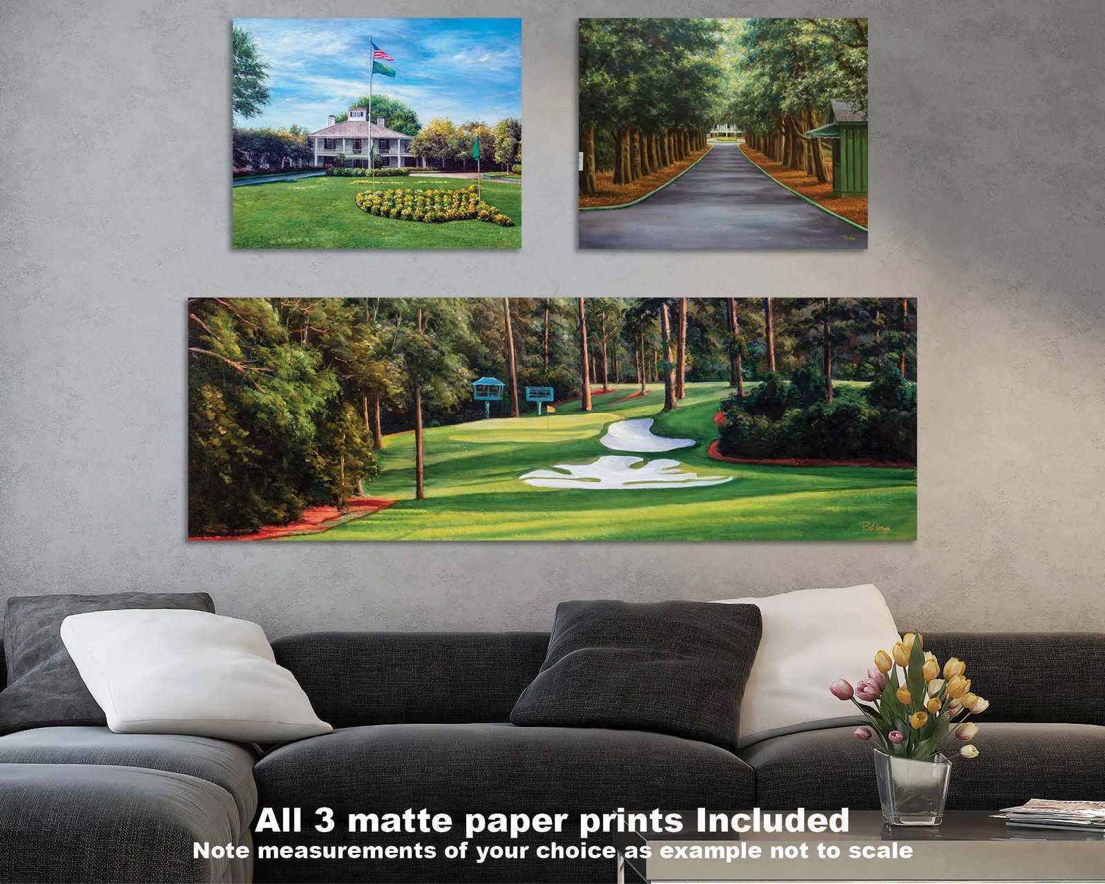 Augusta National Golf Club Camellia Hole 10 Founders Circle poster artwork Founders Circle pic Magnolia Lane painting print 5ANGC1pan5x4s 14