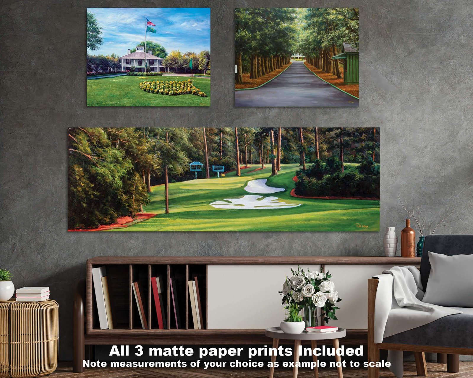 Augusta National Golf Club Camellia Hole 10 Founders Circle poster artwork Founders Circle pic Magnolia Lane painting print 5ANGC1pan5x4s 15
