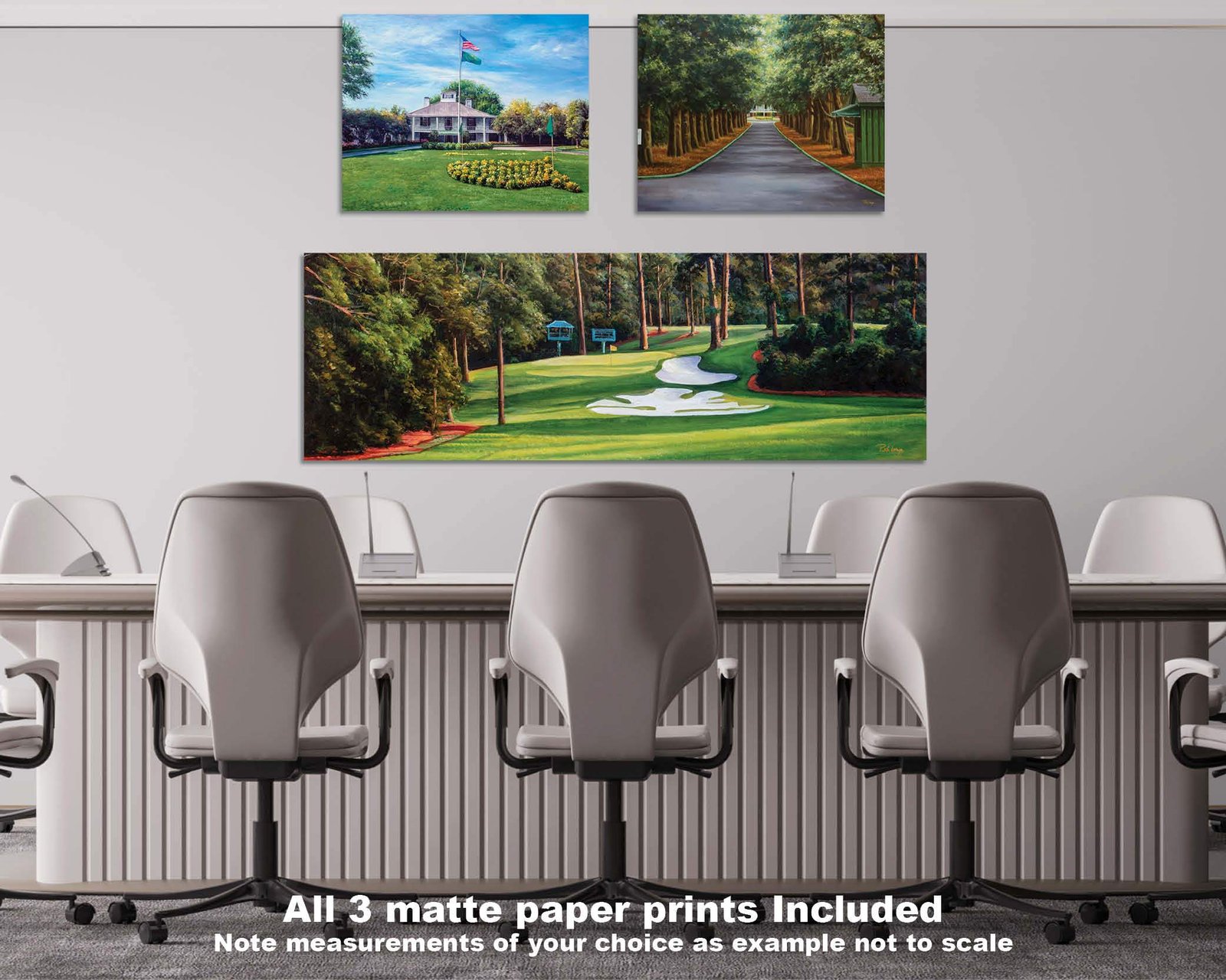 Augusta National Golf Club Camellia Hole 10 Founders Circle poster artwork Founders Circle pic Magnolia Lane painting print 5ANGC1pan5x4s 16