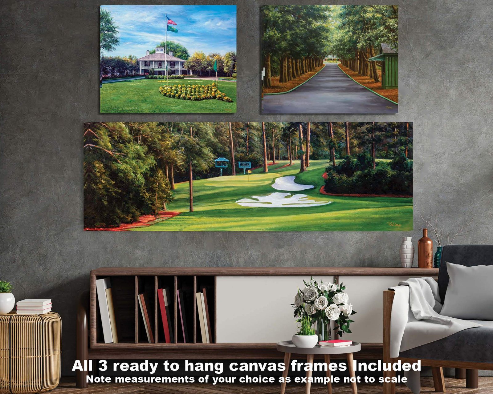 Augusta National Golf Club Camellia Hole 10 Founders Circle poster artwork Founders Circle pic Magnolia Lane painting print 5ANGC1pan5x4s 3