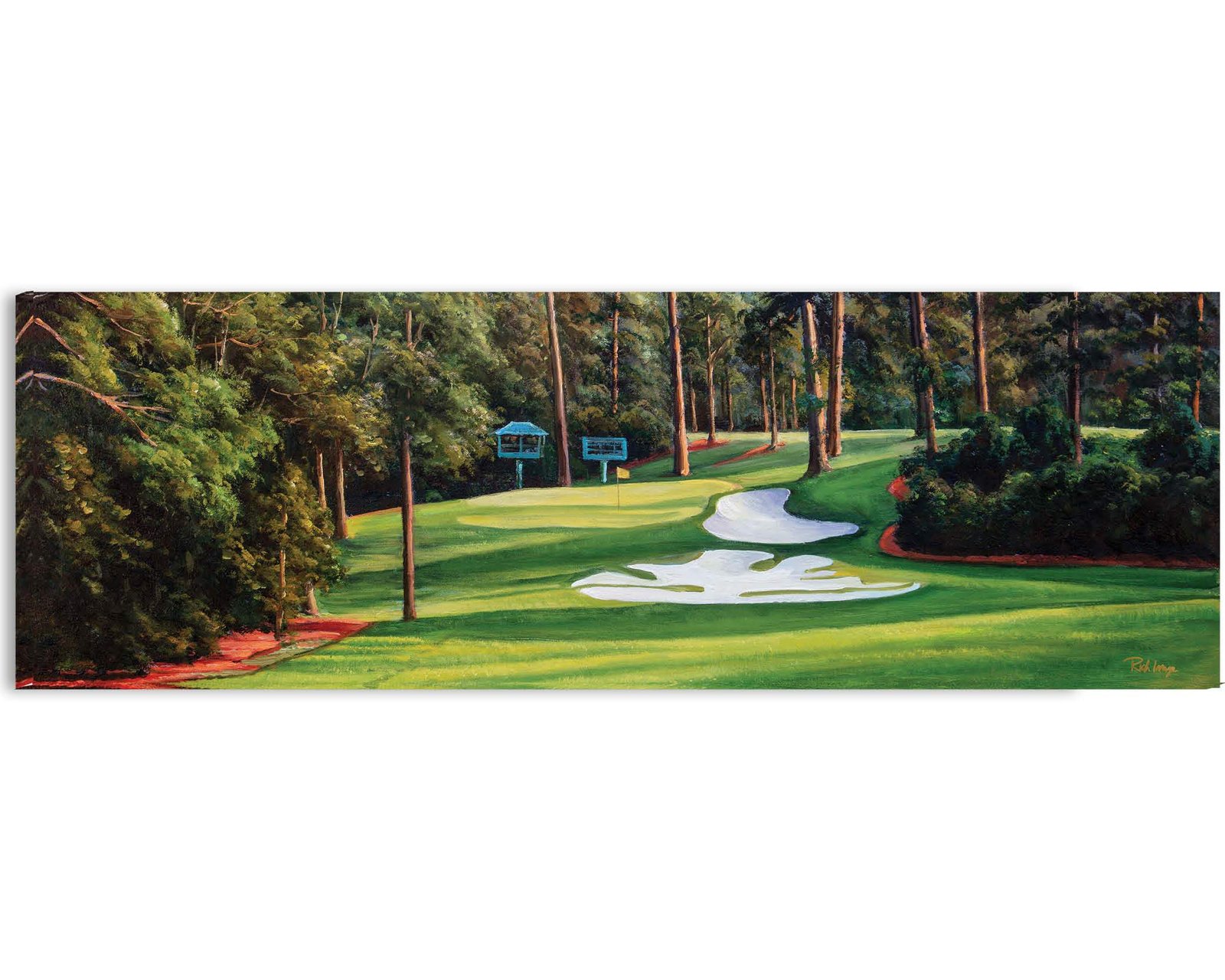 Augusta National Golf Club Camellia Hole 10 Founders Circle poster artwork Founders Circle pic Magnolia Lane painting print 5ANGC1pan5x4s 5