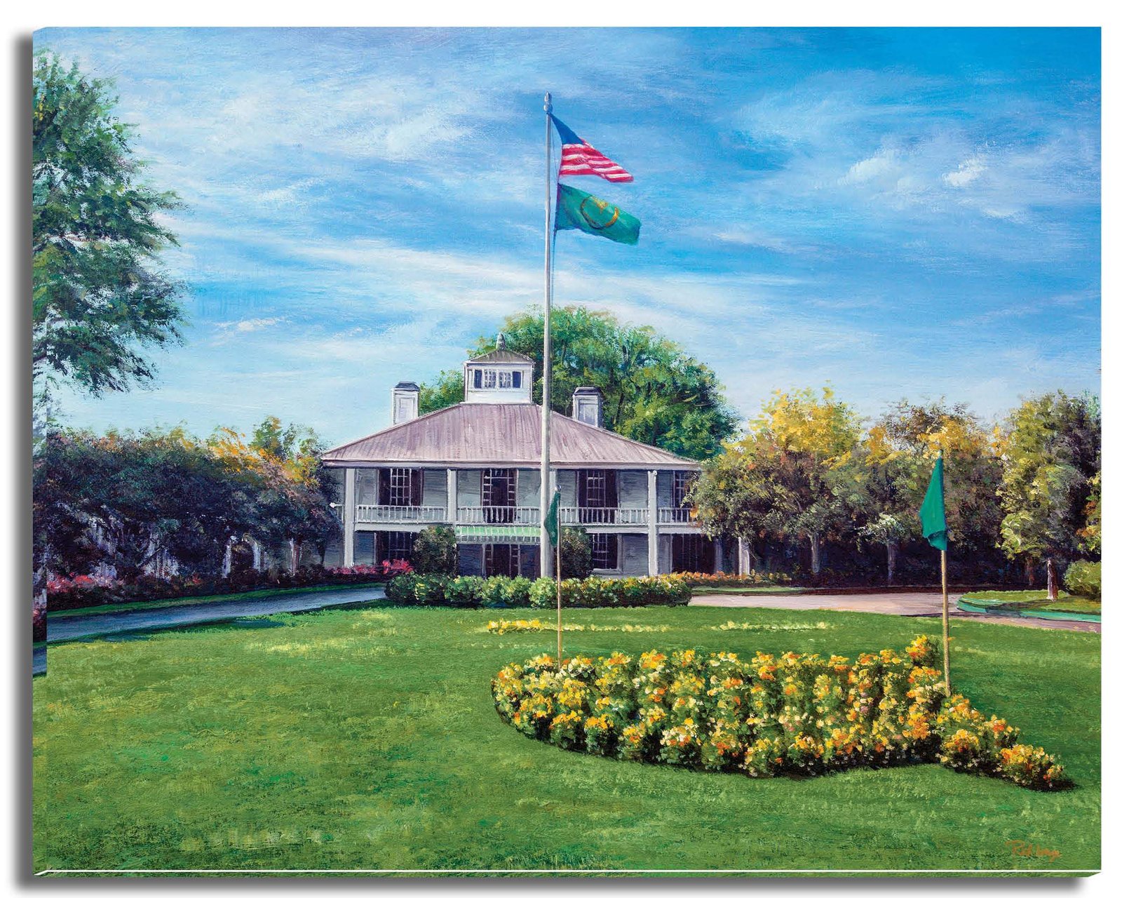 Augusta National Golf Club Camellia Hole 10 Founders Circle poster artwork Founders Circle pic Magnolia Lane painting print 5ANGC1pan5x4s 6