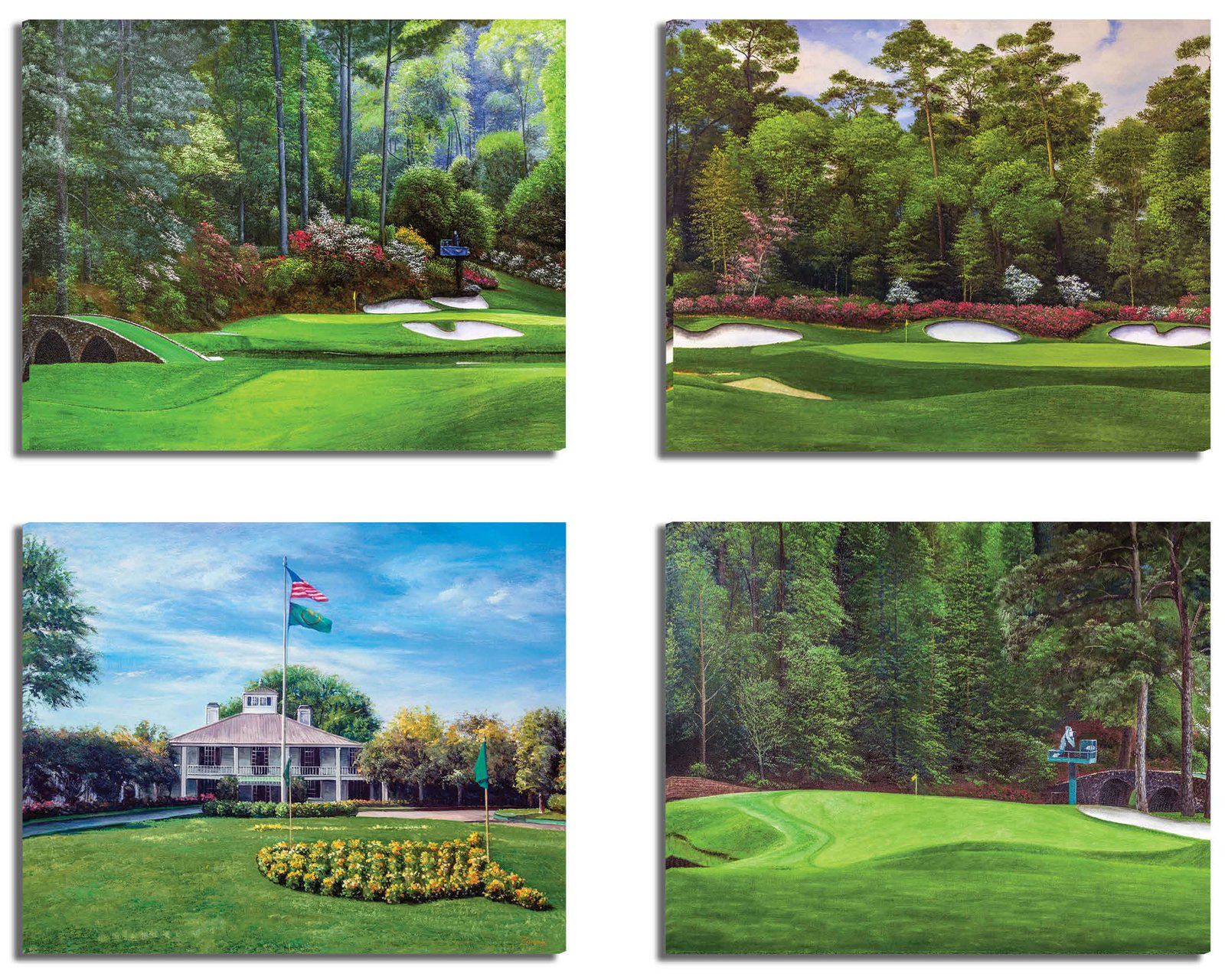 Augusta National Golf Club Clubhouse Club House Amen Corner the Masters of Augusta canvas prints Golden Bell Hole 12 art on wall wall decor wall art 4ANGC4