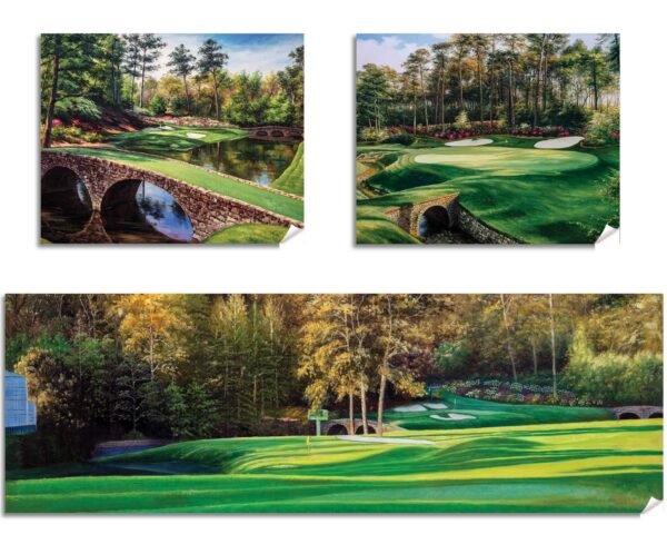 Augusta National Golf Club Golden Bell Hole 12 Azalea Hole 13 masters Amen Corner poster Golf painting print artwork 1ANGC1pan5x4s 10