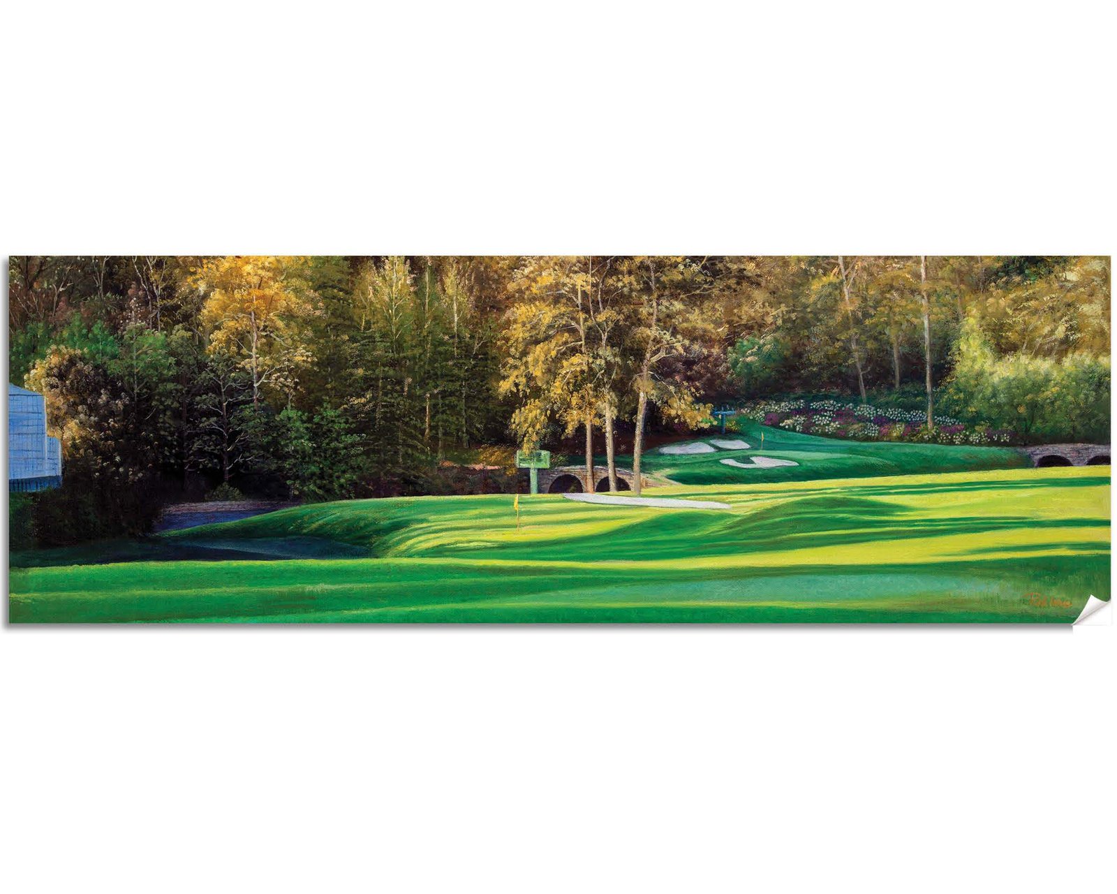 Augusta National Golf Club Golden Bell Hole 12 Azalea Hole 13 masters Amen Corner poster Golf painting print artwork 1ANGC1pan5x4s 11